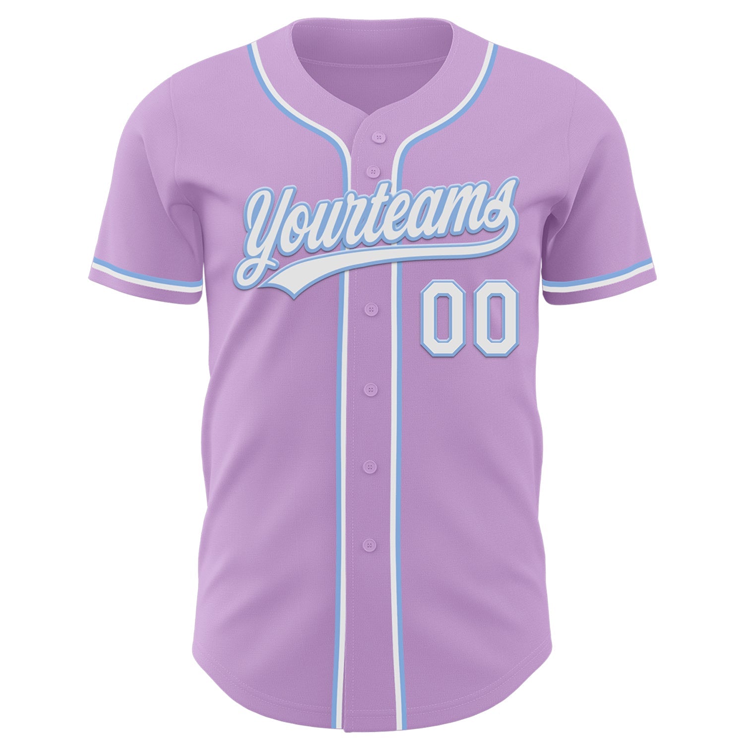 Custom Light Purple White-Light Blue Authentic Baseball Jersey view 2