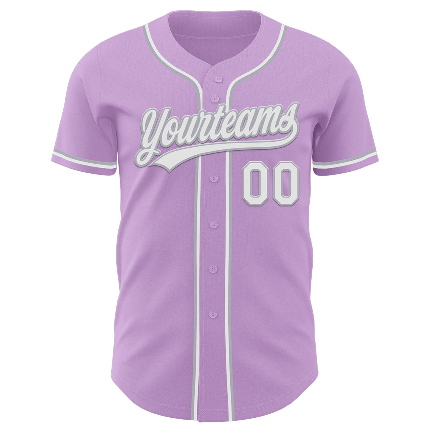 Custom Light Purple White-Gray Authentic Baseball Jersey view 2