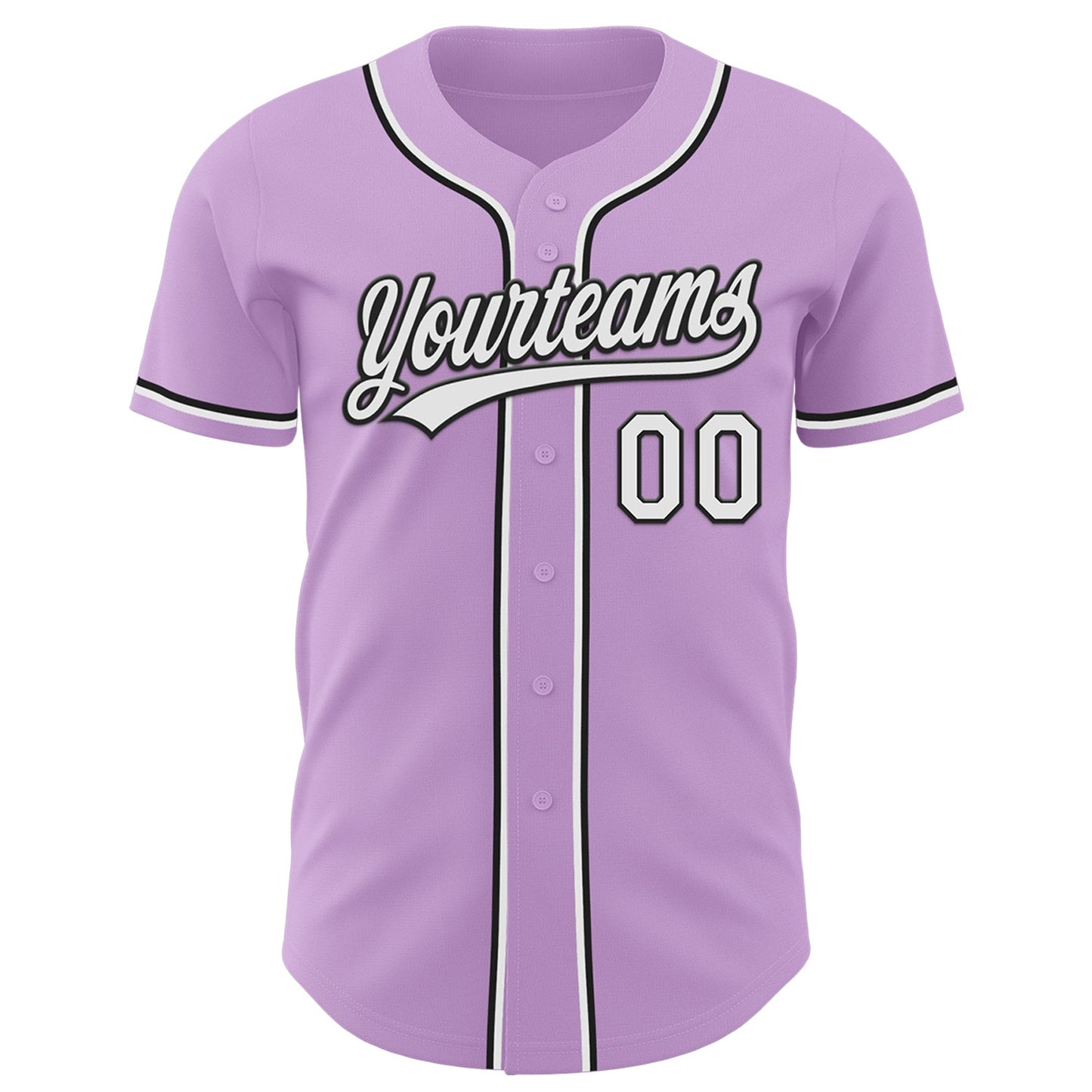 Custom Light Purple White-Black Authentic Baseball Jersey view 2