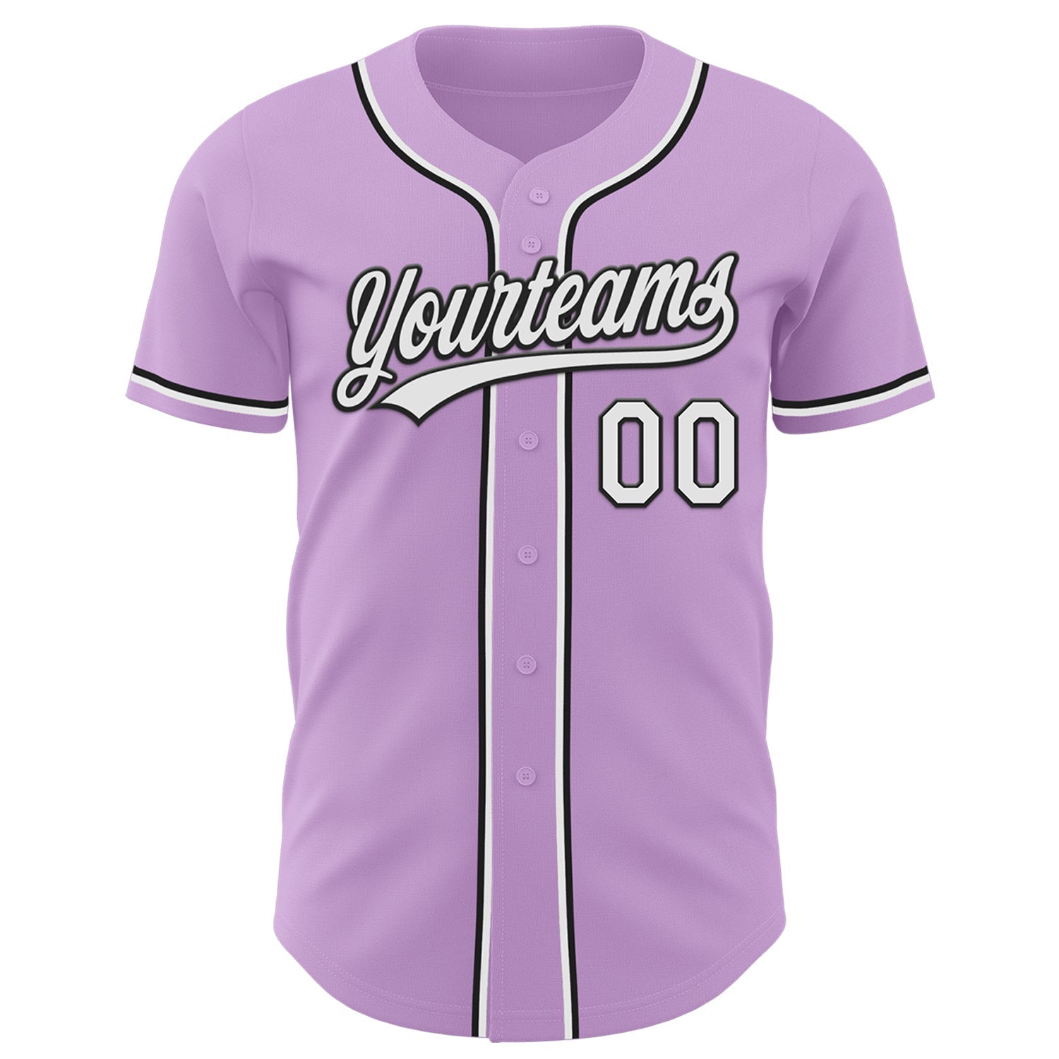 Custom Light Purple White-Black Authentic Baseball Jersey view 2