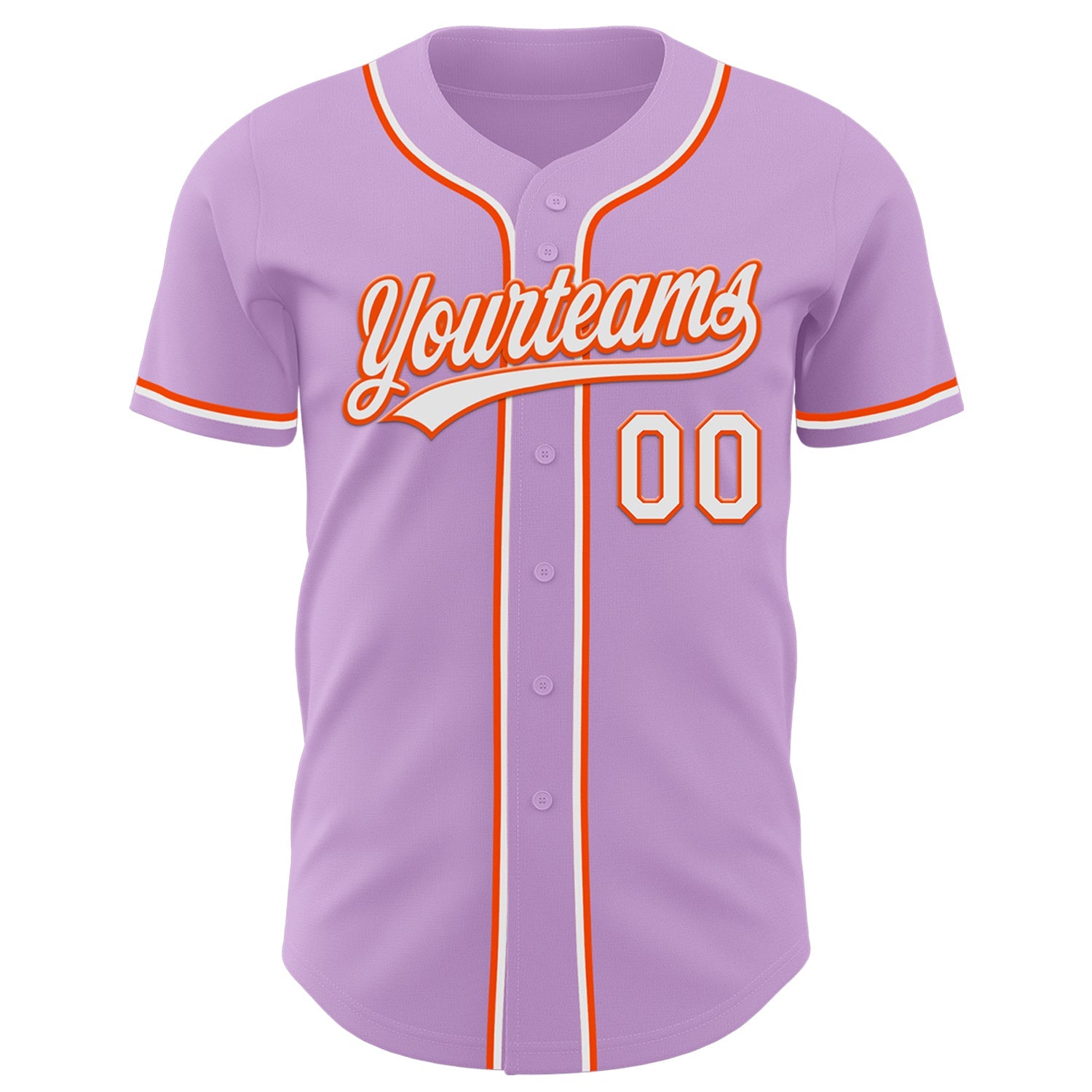 Custom Light Purple White-Orange Authentic Baseball Jersey view 2