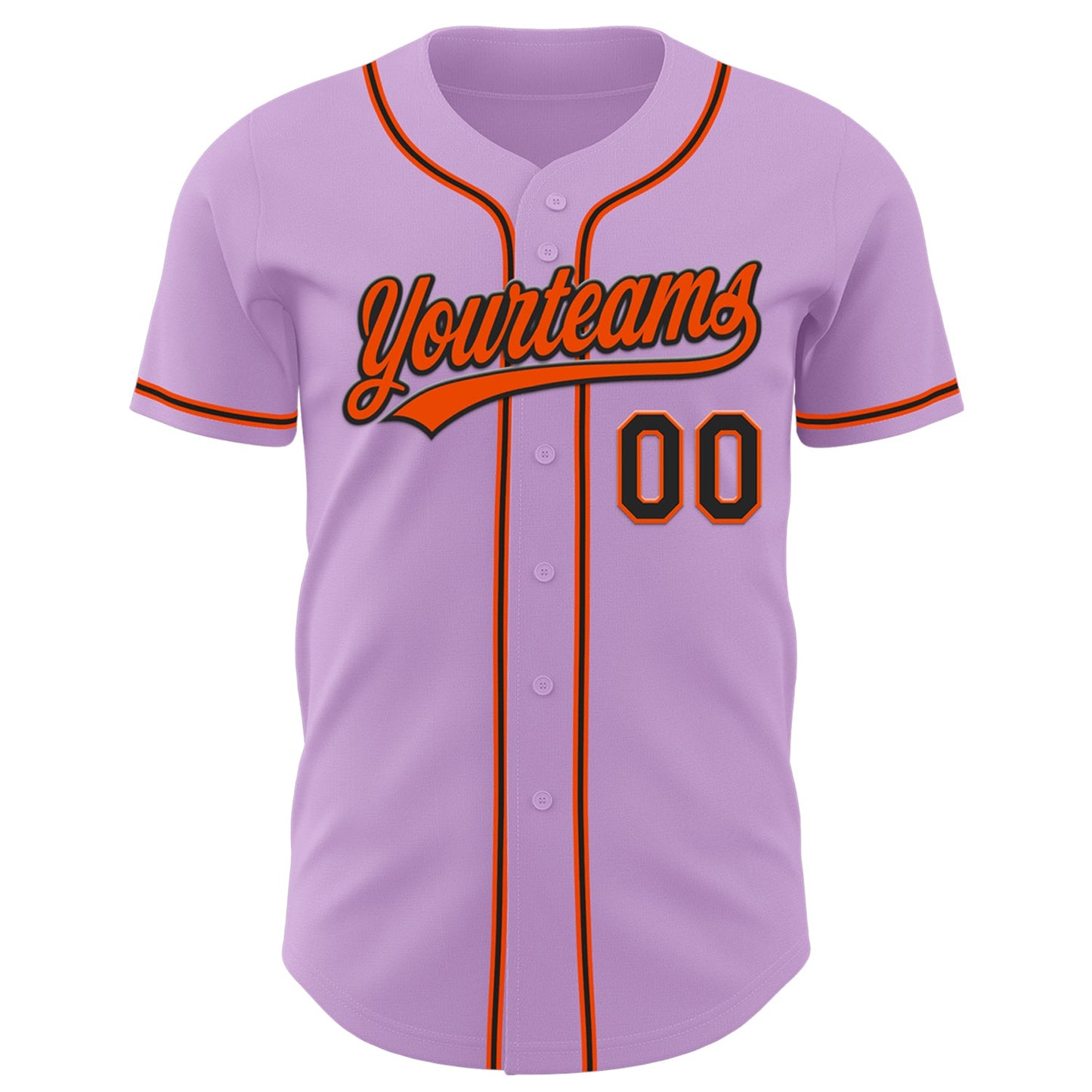 Custom Light Purple Black-Orange Authentic Baseball Jersey view 2
