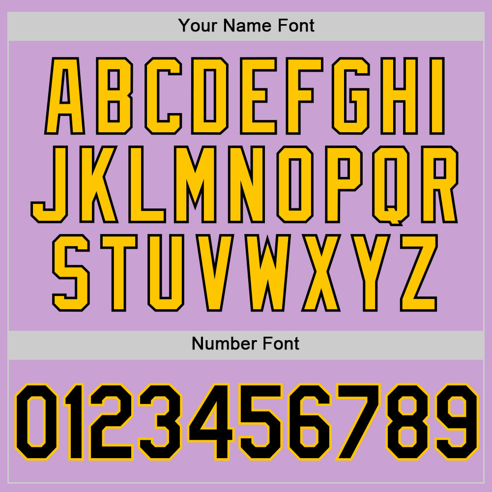 Custom Light Purple Black-Yellow Authentic Baseball Jersey view 5