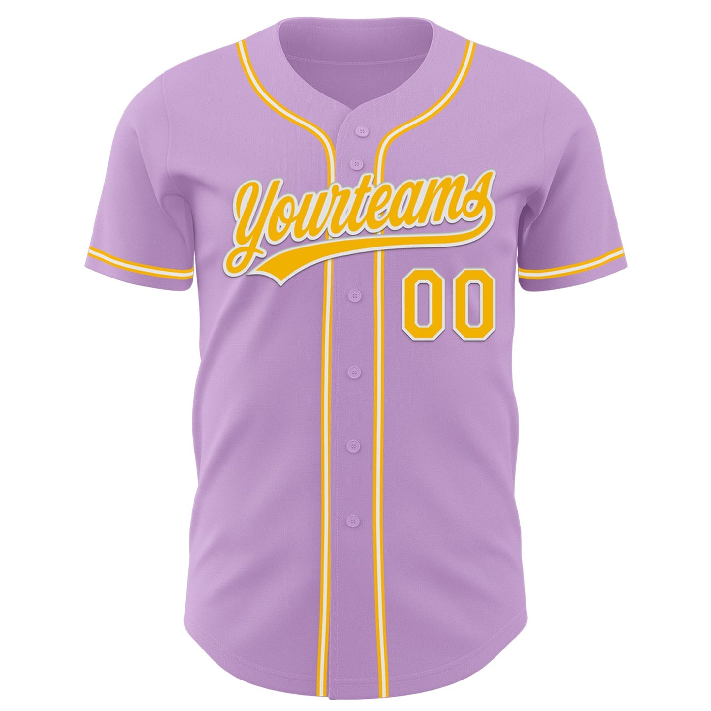 Custom Light Purple Gold-White Authentic Baseball Jersey view 2