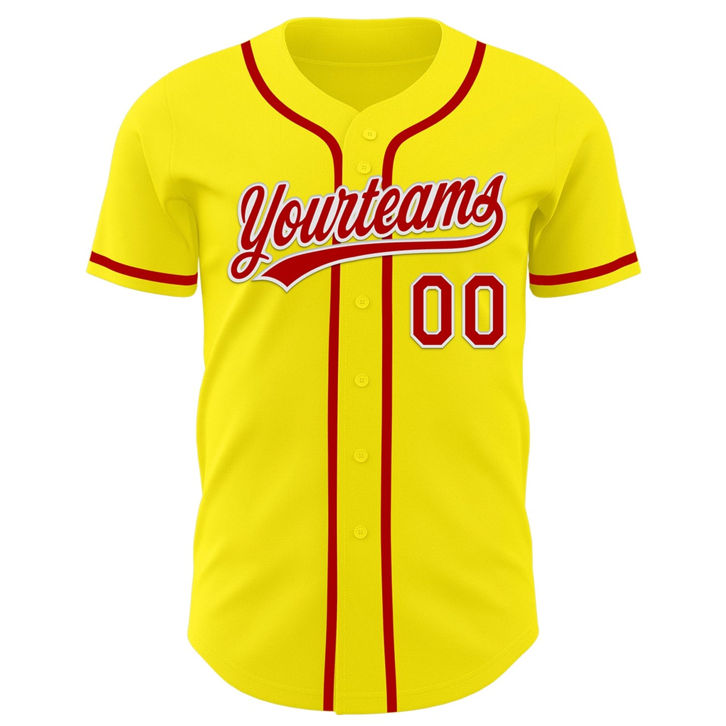 Custom Light Yellow Red-White Authentic Baseball Jersey view 2