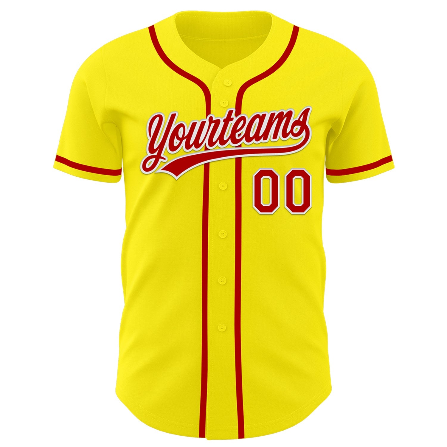 Custom Light Yellow Red-White Authentic Baseball Jersey view 2