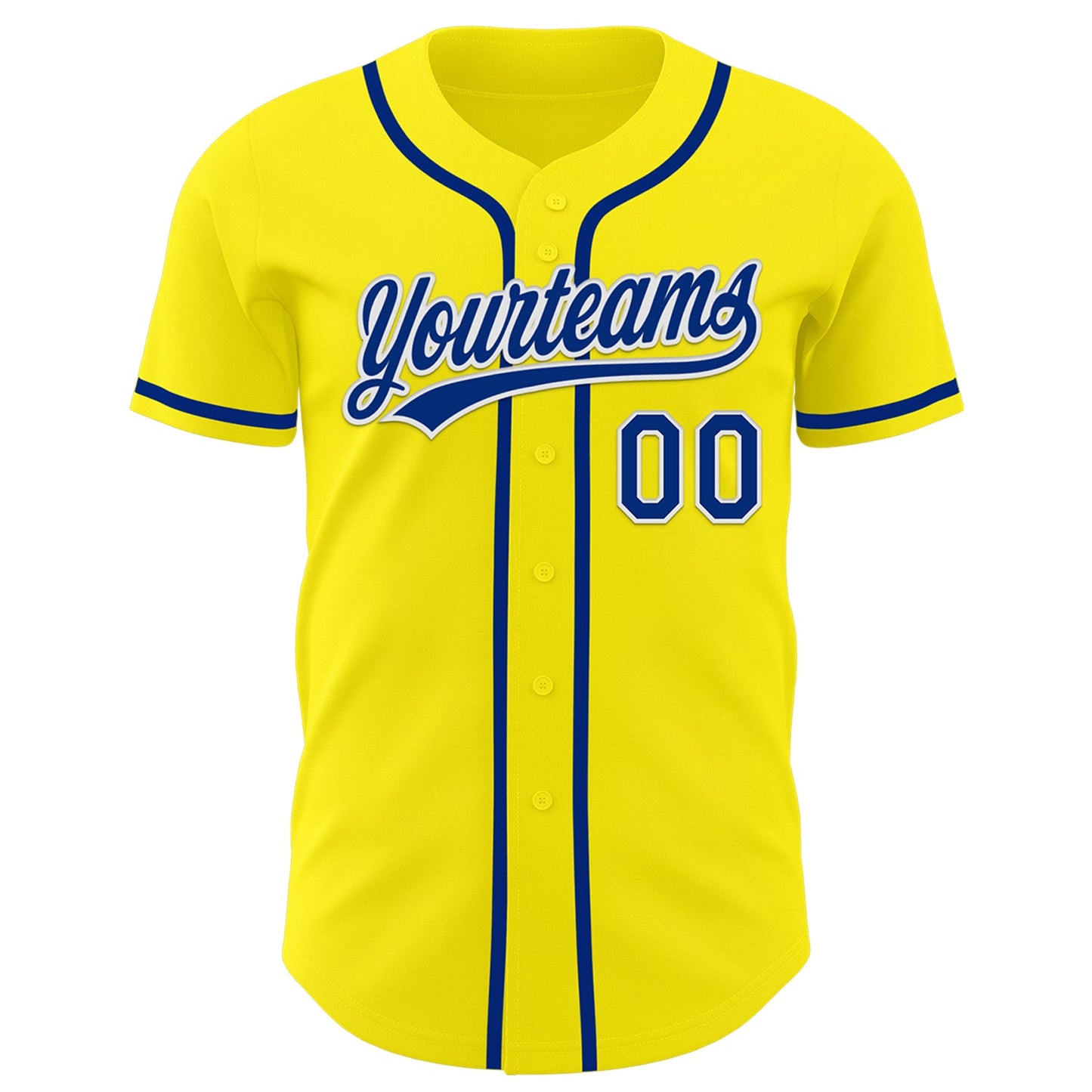 Custom Light Yellow Royal-White Authentic Baseball Jersey view 2