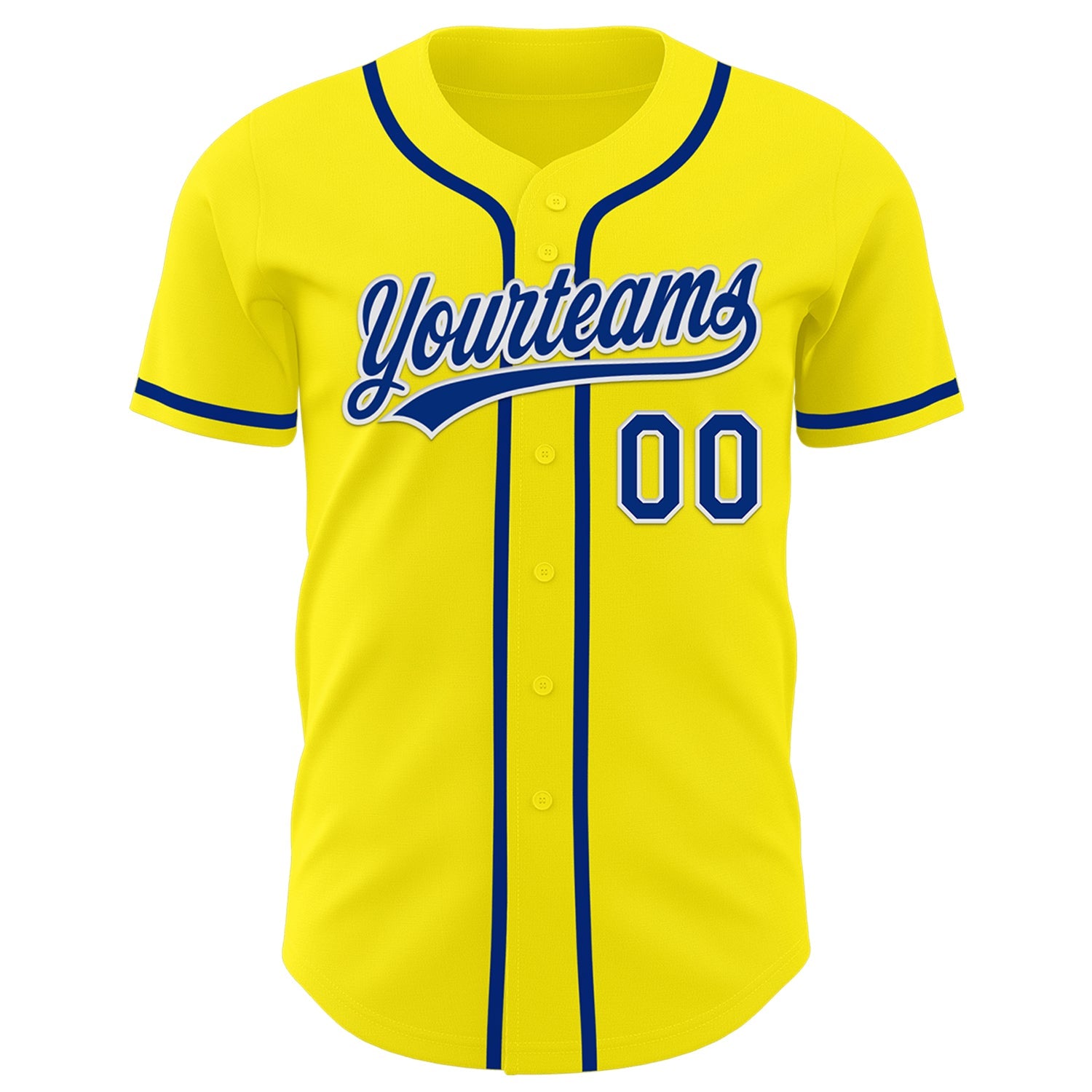 Custom Light Yellow Royal-White Authentic Baseball Jersey view 2