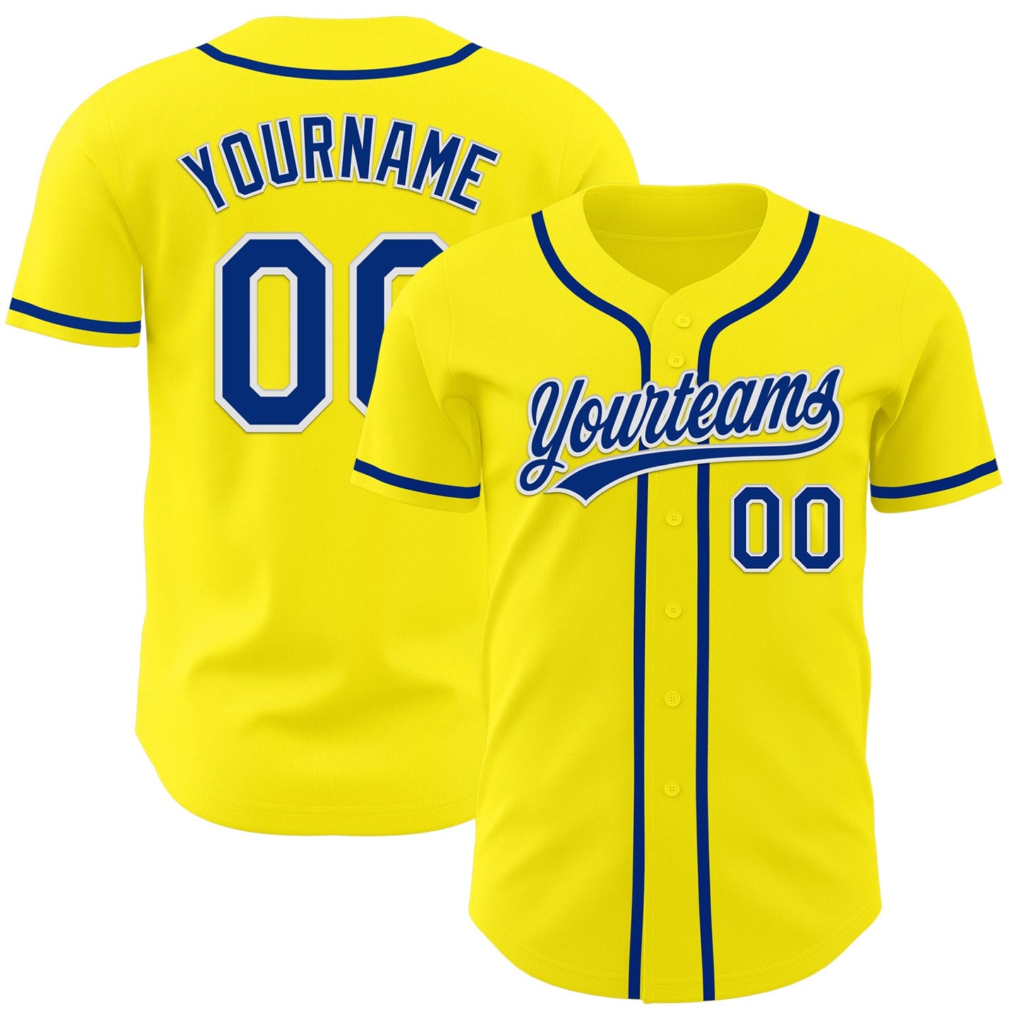 Custom Light Yellow Royal-White Authentic Baseball Jersey - Main View