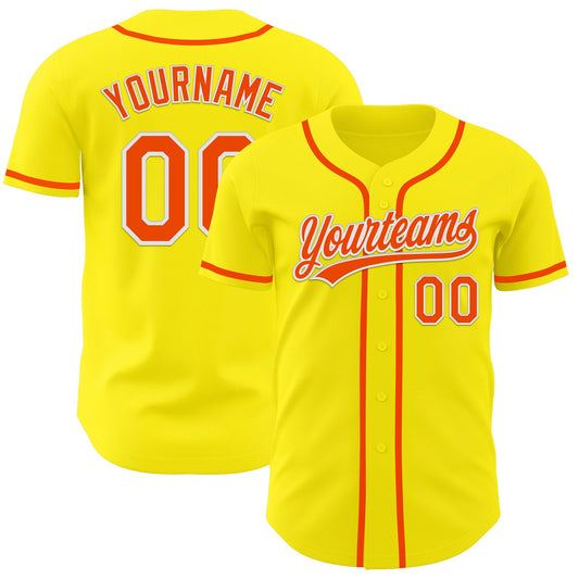 Custom Light Yellow Orange-White Authentic Baseball Jersey - Main View