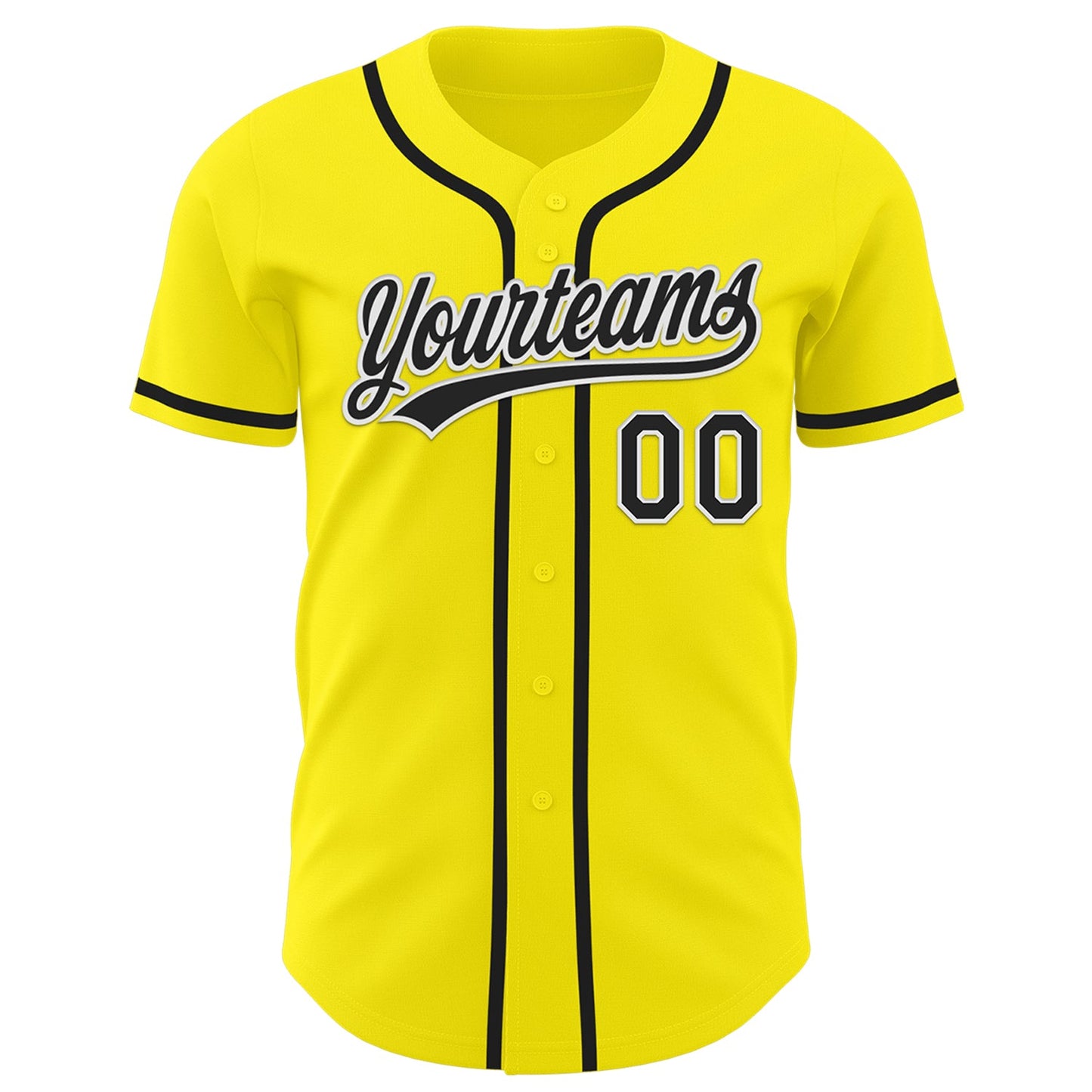 Custom Light Yellow Black-White Authentic Baseball Jersey view 2
