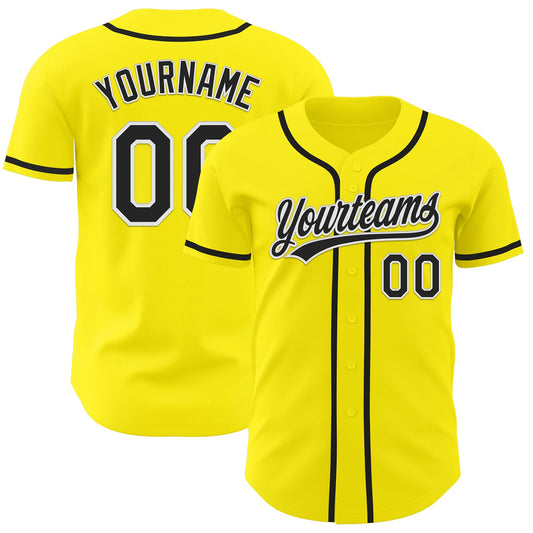 Custom Light Yellow Black-White Authentic Baseball Jersey - Main View