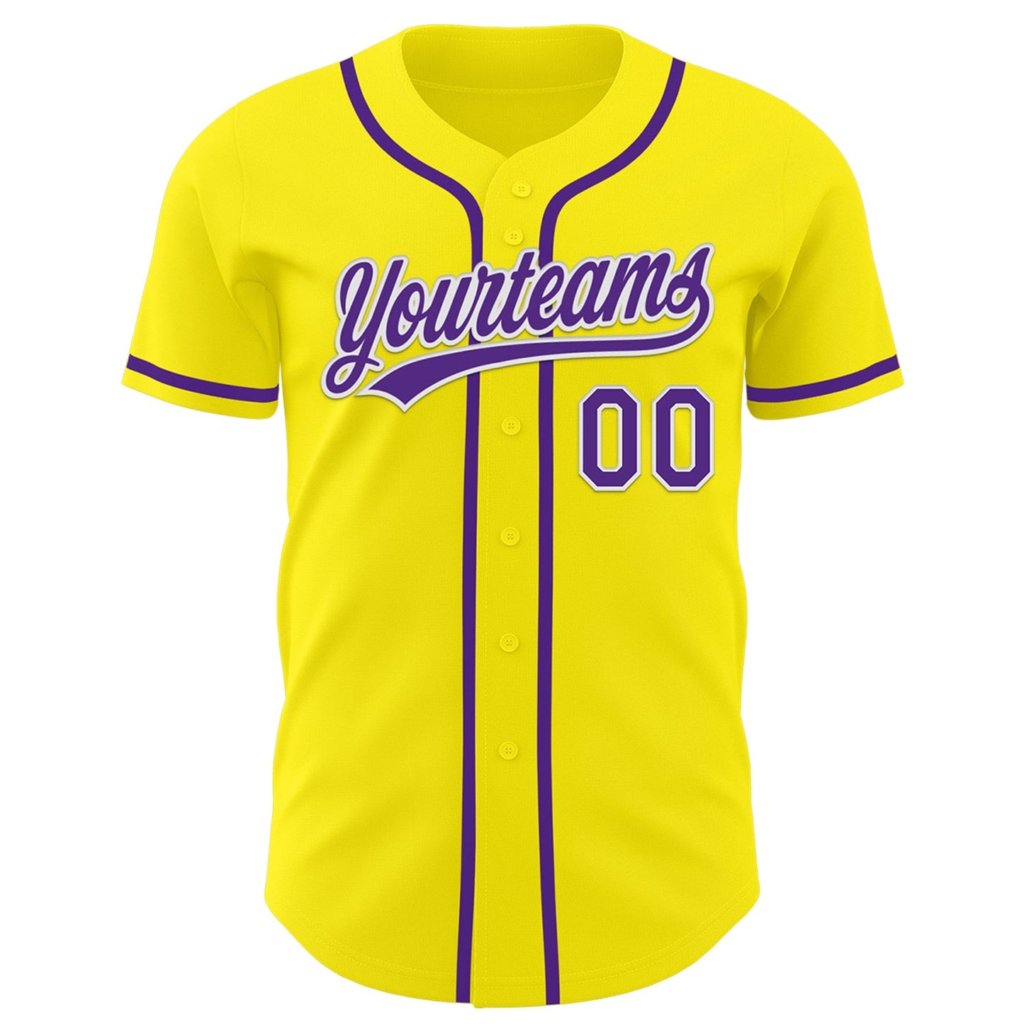 Custom Light Yellow Purple-White Authentic Baseball Jersey view 2