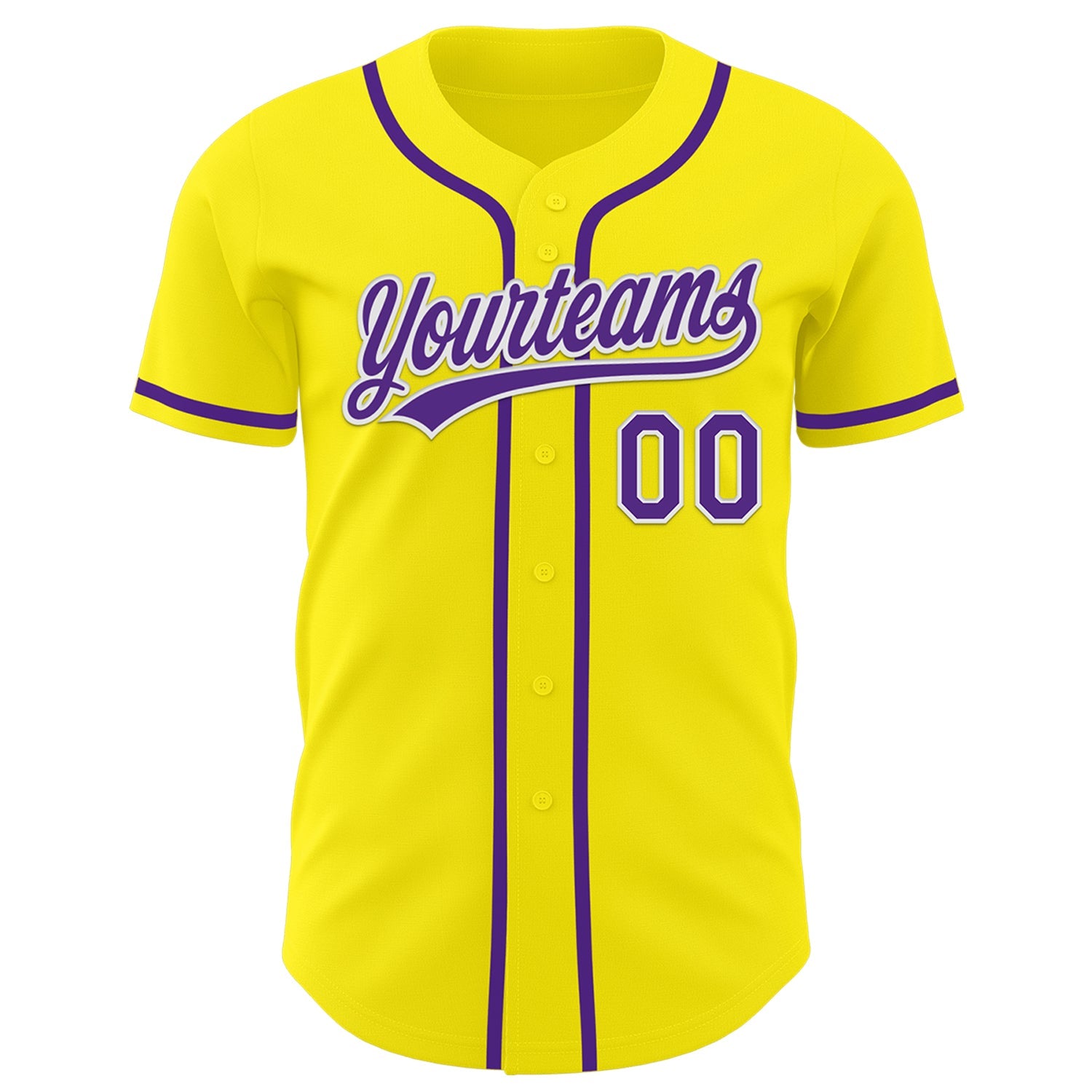 Custom Light Yellow Purple-White Authentic Baseball Jersey view 2