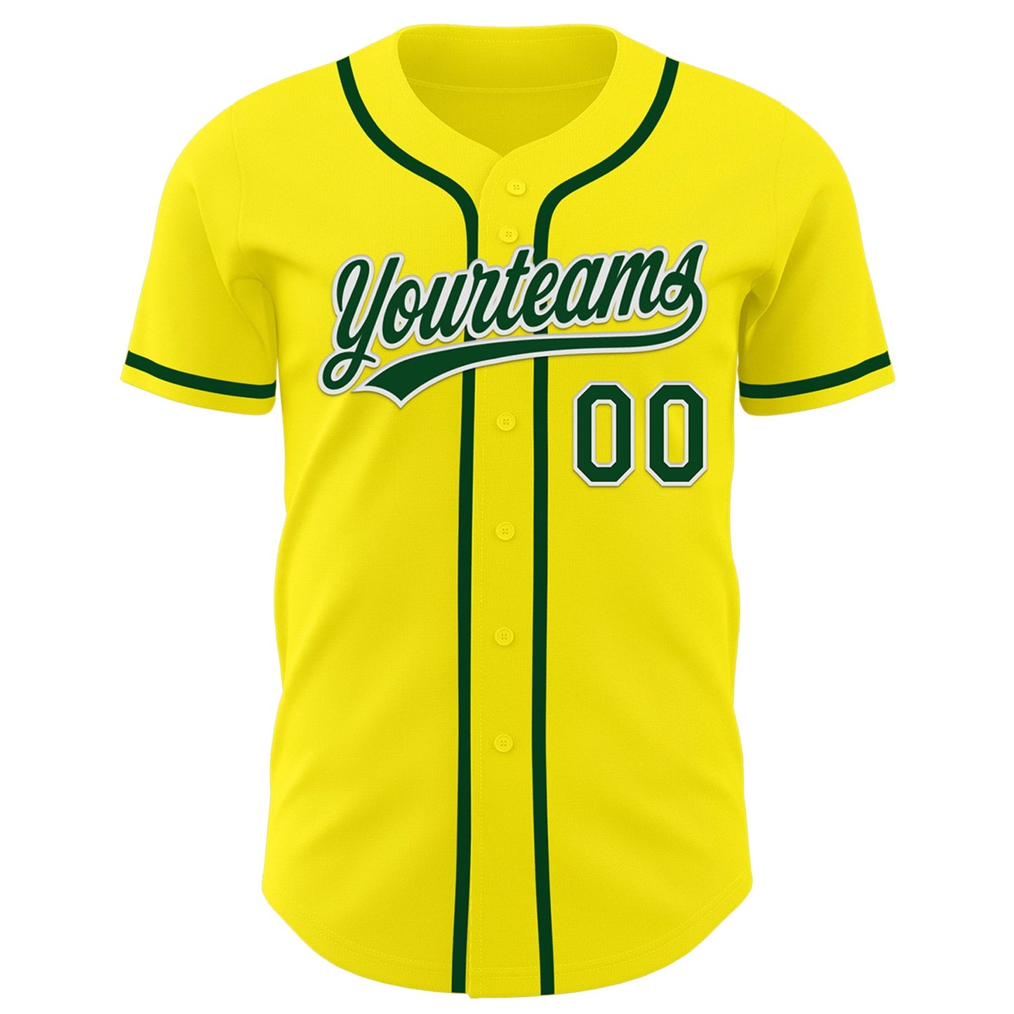 Custom Light Yellow Green-White Authentic Baseball Jersey view 2