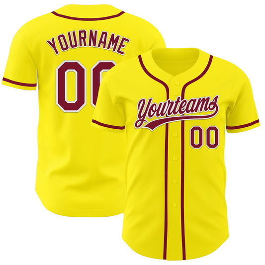 Custom Light Yellow Crimson-White Authentic Baseball Jersey - Main View