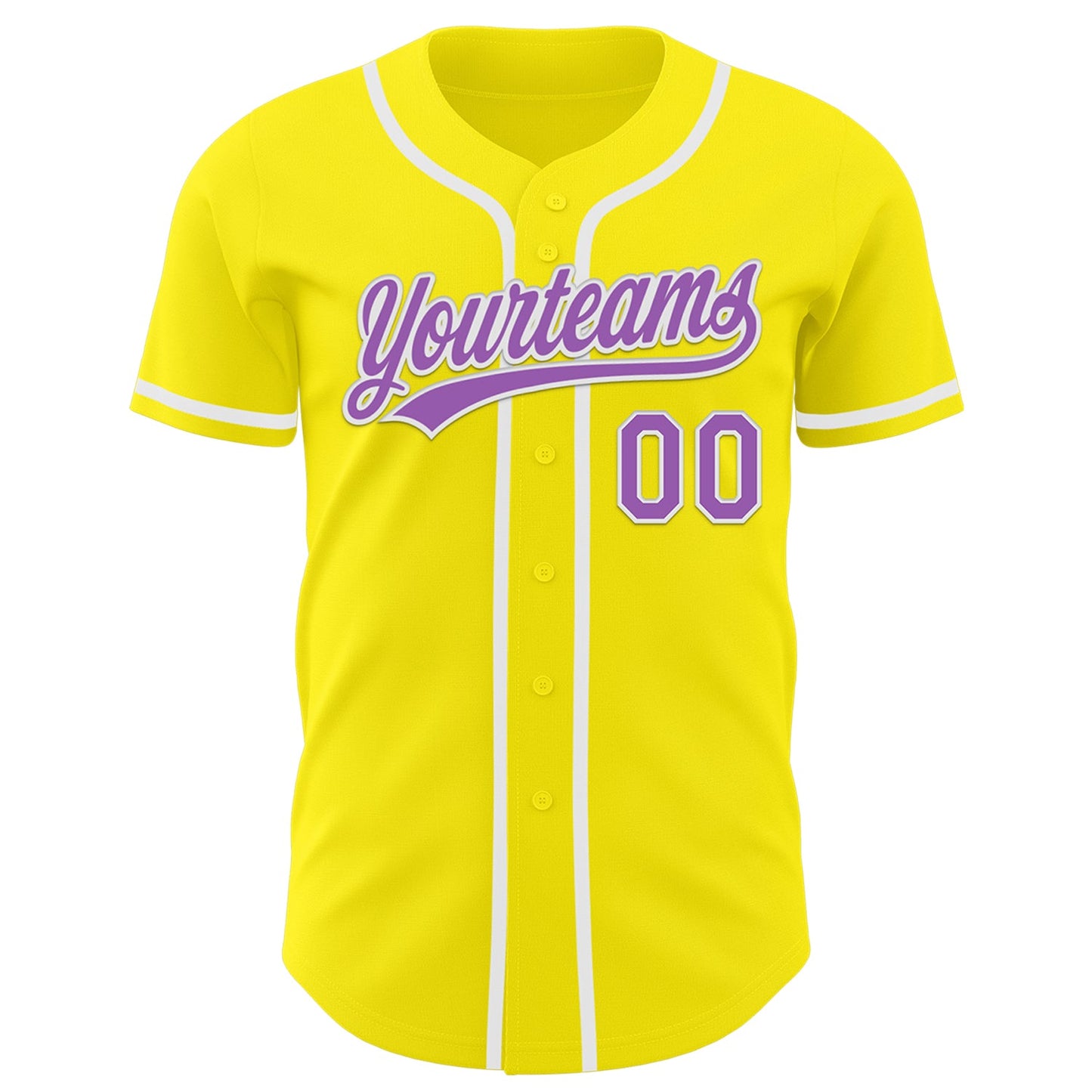 Custom Light Yellow Medium Purple-White Authentic Baseball Jersey view 2
