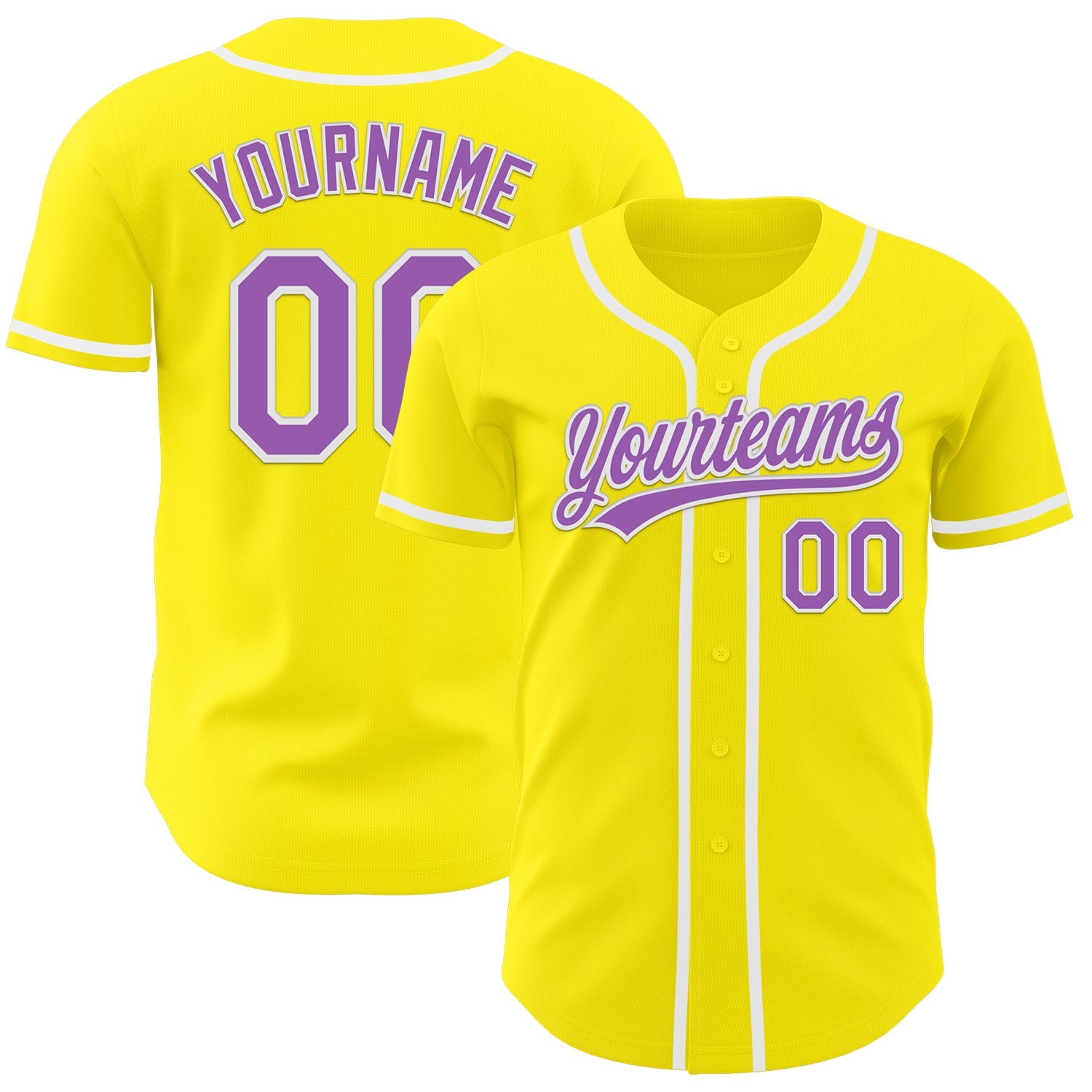 Custom Light Yellow Medium Purple-White Authentic Baseball Jersey - Main View