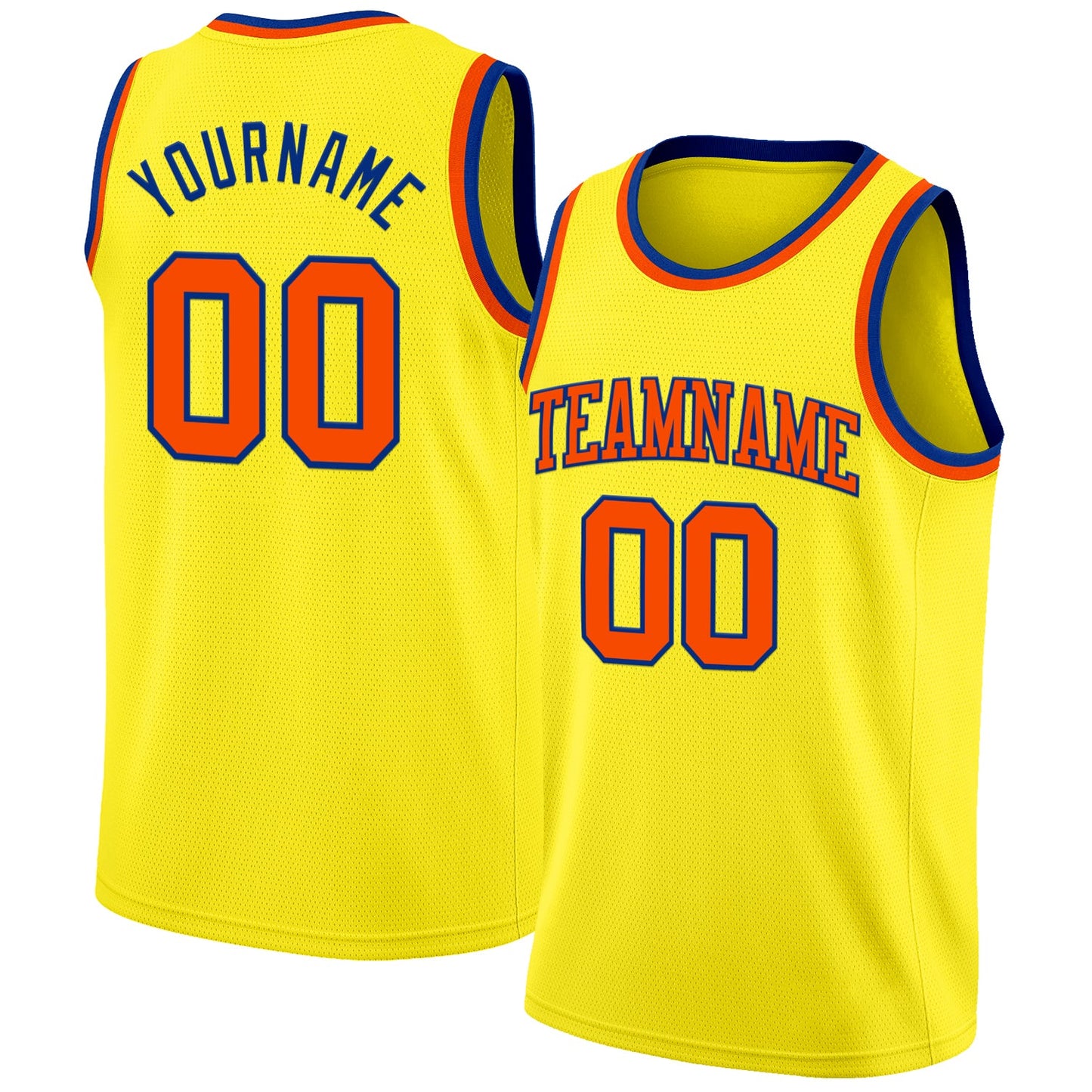 Custom Light Yellow Orange-Royal Authentic Basketball Jersey - Main View