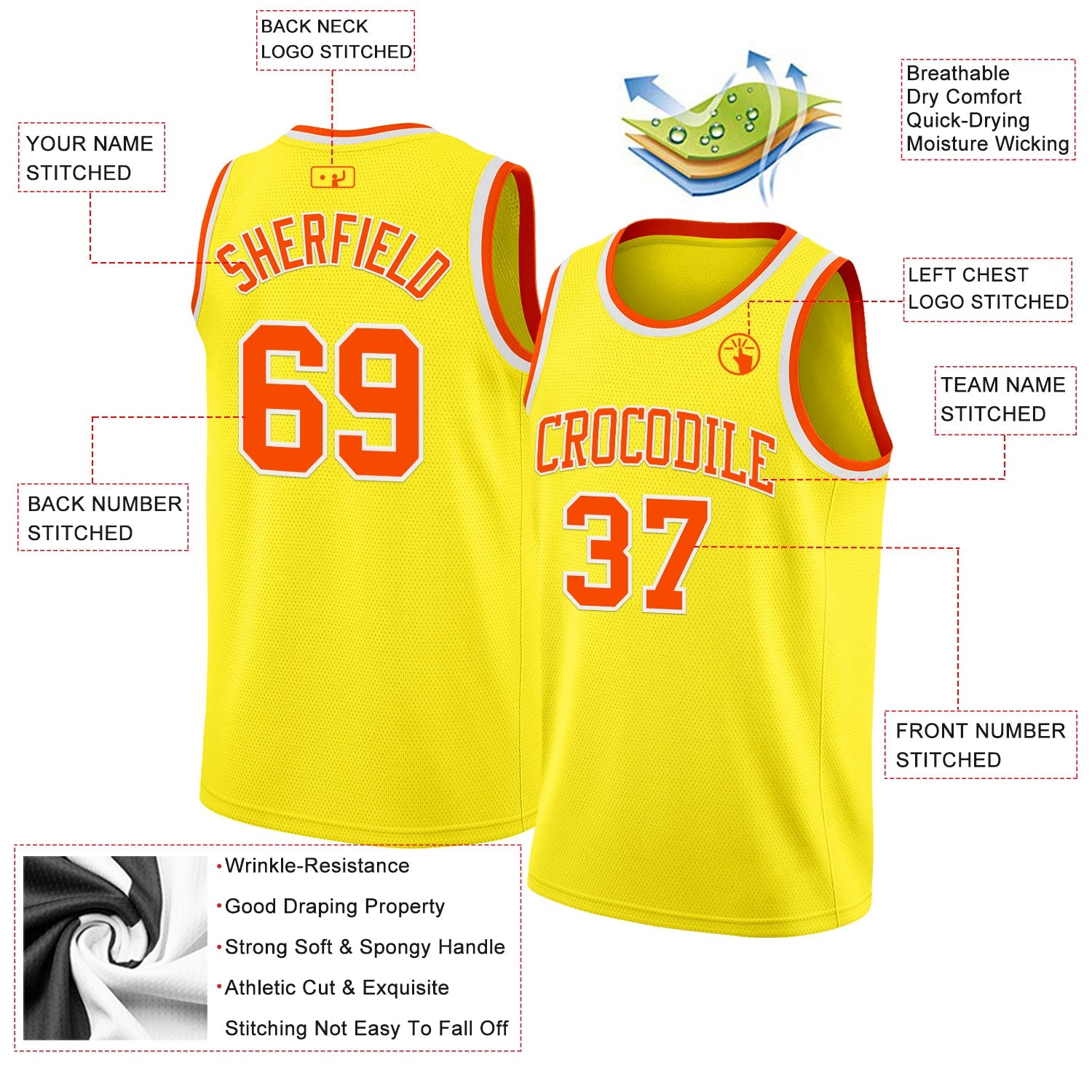 Custom Light Yellow Orange-White Authentic Basketball Jersey view 2