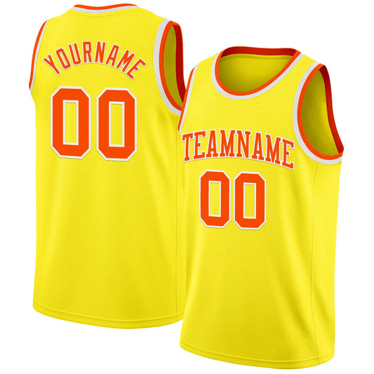 Custom Light Yellow Orange-White Authentic Basketball Jersey - Main View