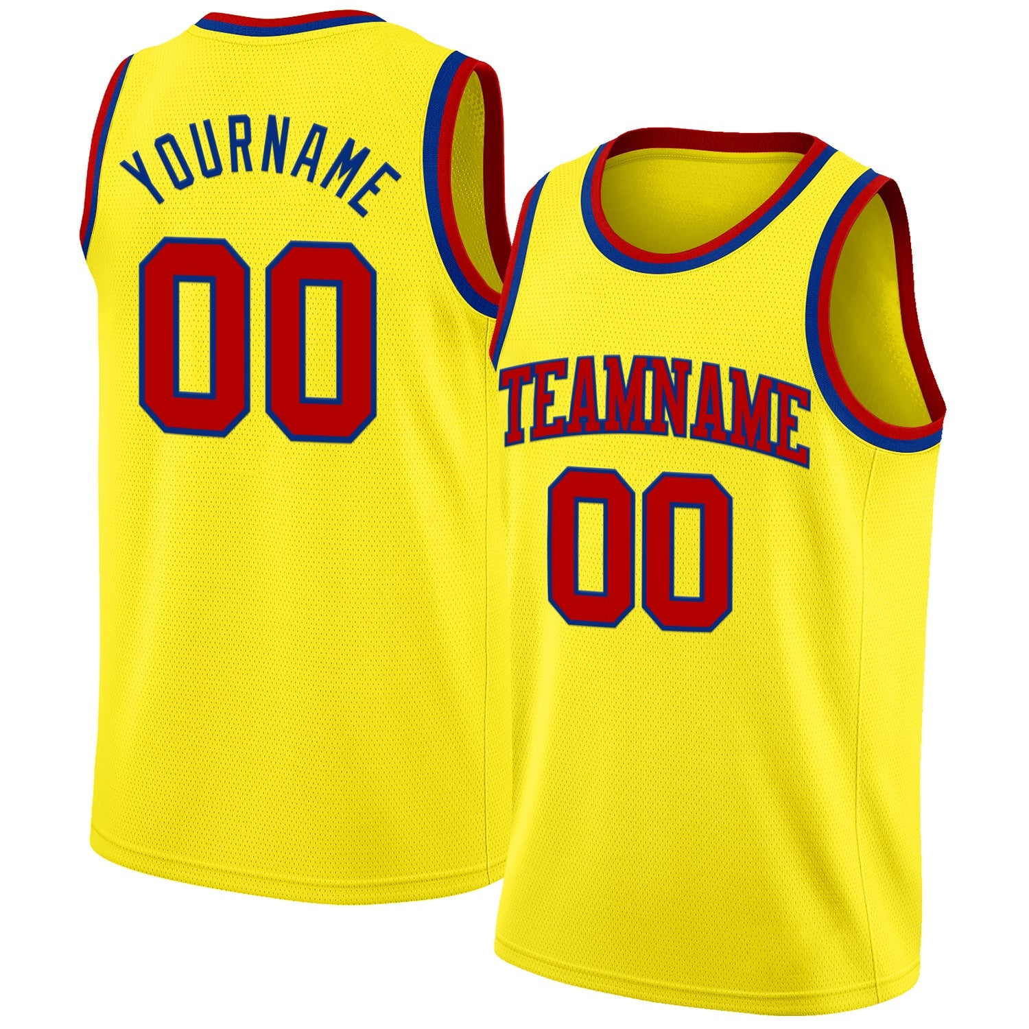 Custom Light Yellow Red-Royal Authentic Basketball Jersey - Main View