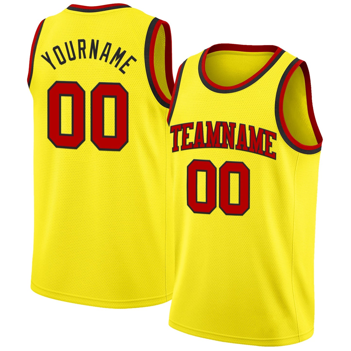 Custom Light Yellow Red-Black Authentic Basketball Jersey - Main View