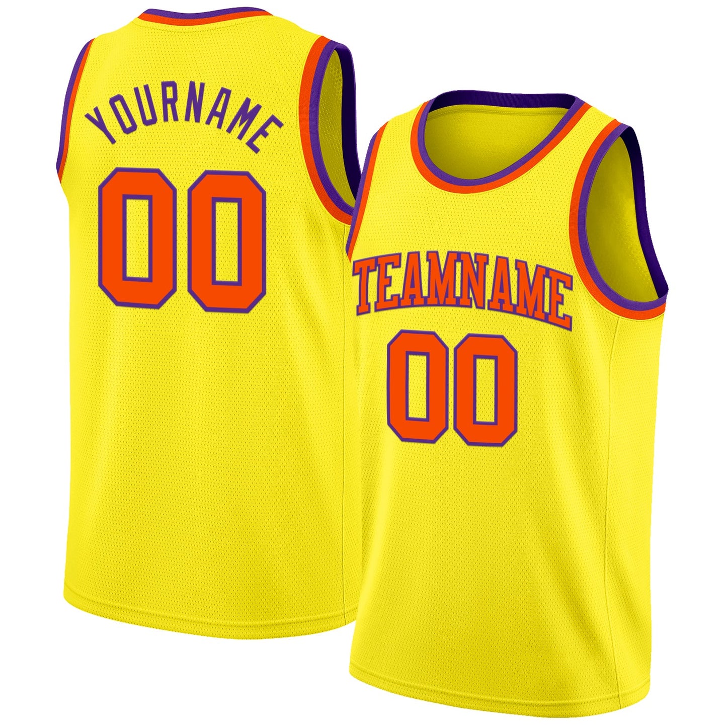 Custom Light Yellow Orange-Purple Authentic Basketball Jersey - Main View