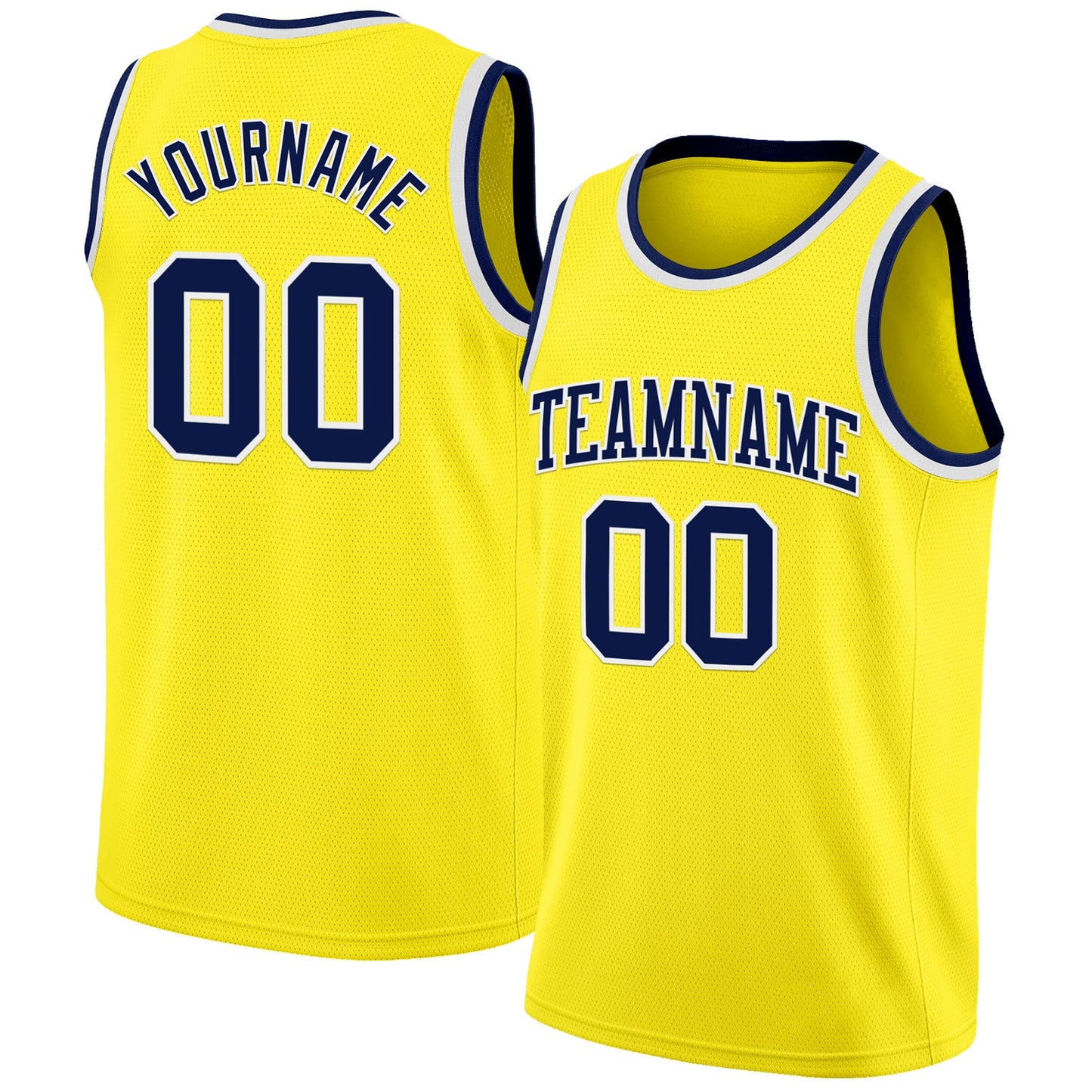 Custom Light Yellow Navy-White Authentic Basketball Jersey - Main View