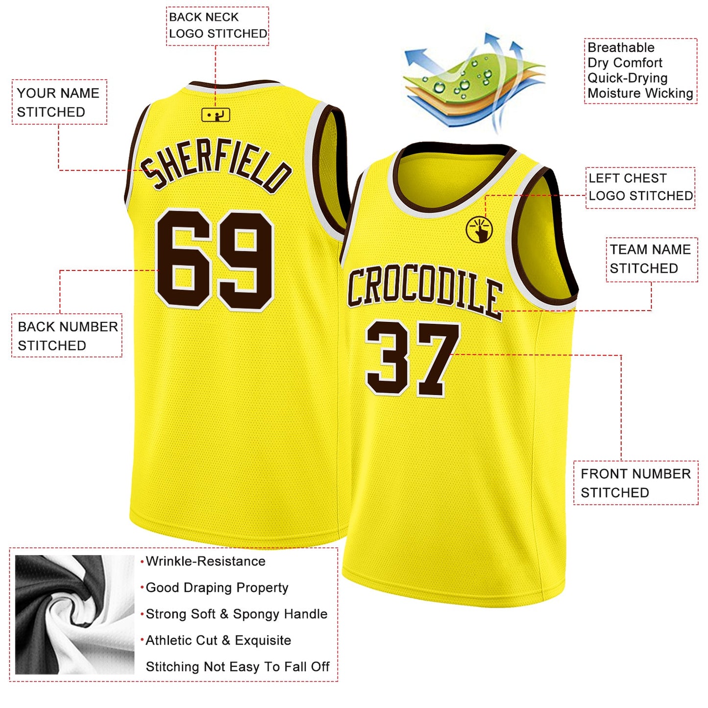 Custom Light Yellow Brown-White Authentic Basketball Jersey view 2