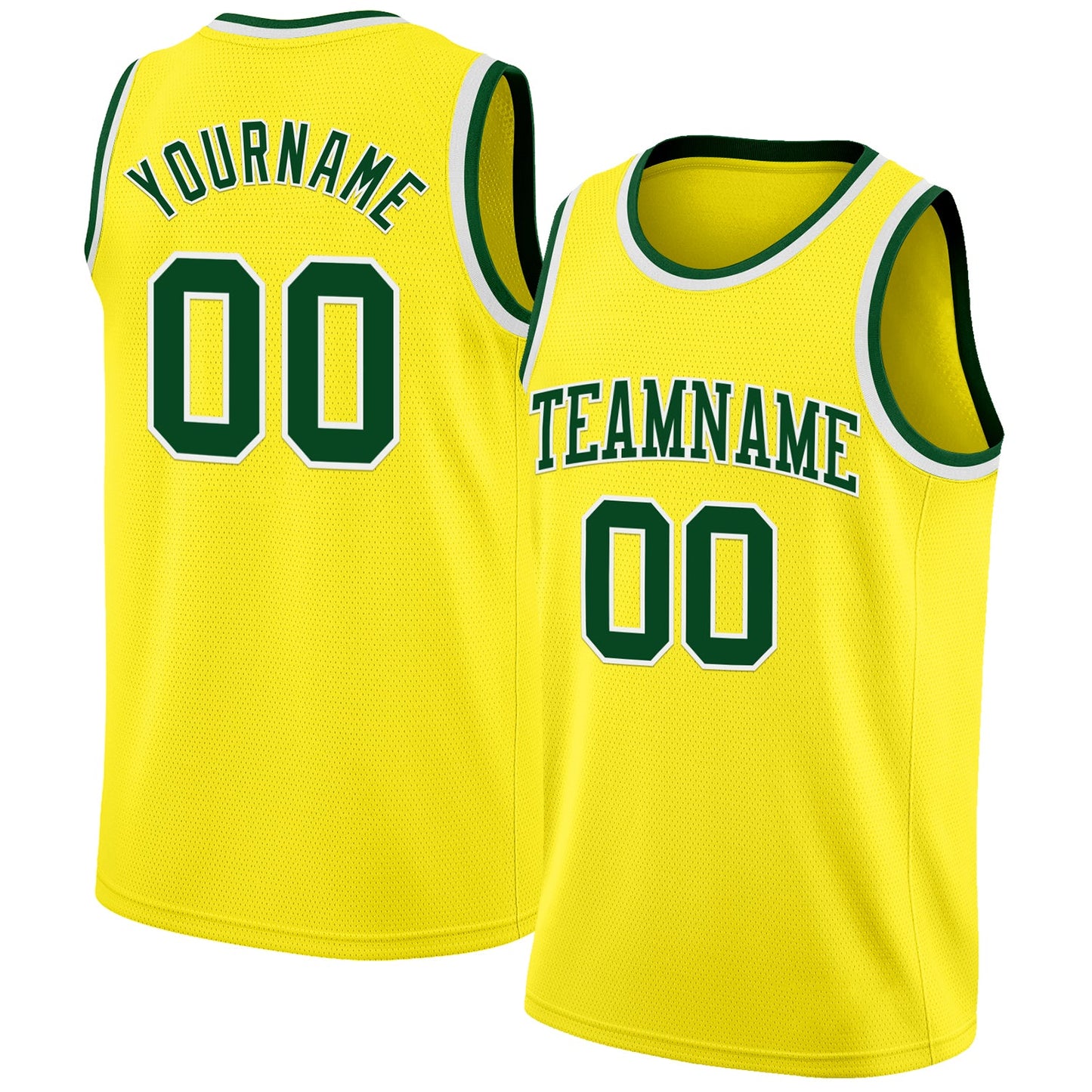 Custom Light Yellow Green-White Authentic Basketball Jersey - Main View