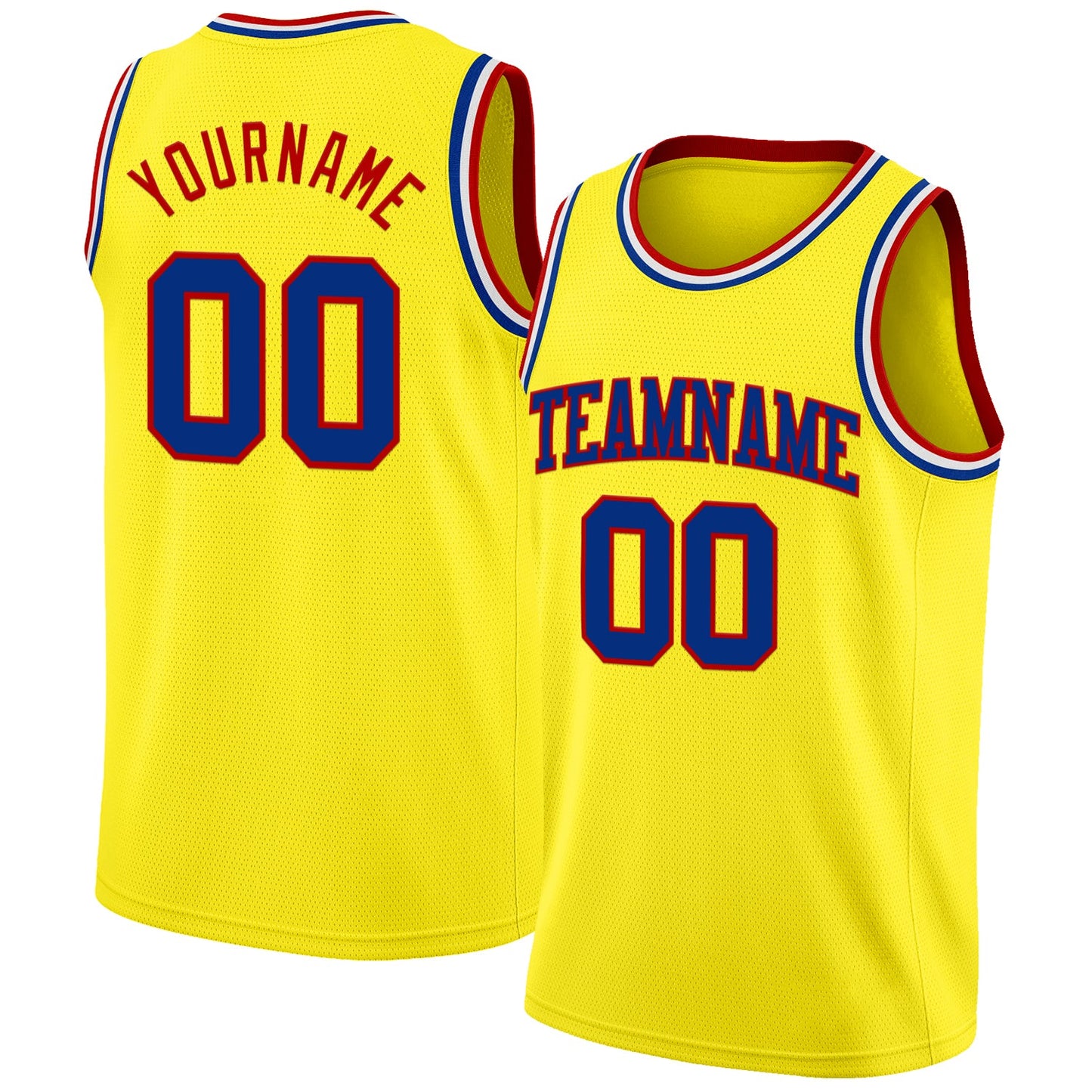 Custom Light Yellow Royal Red-White Authentic Basketball Jersey - Main View