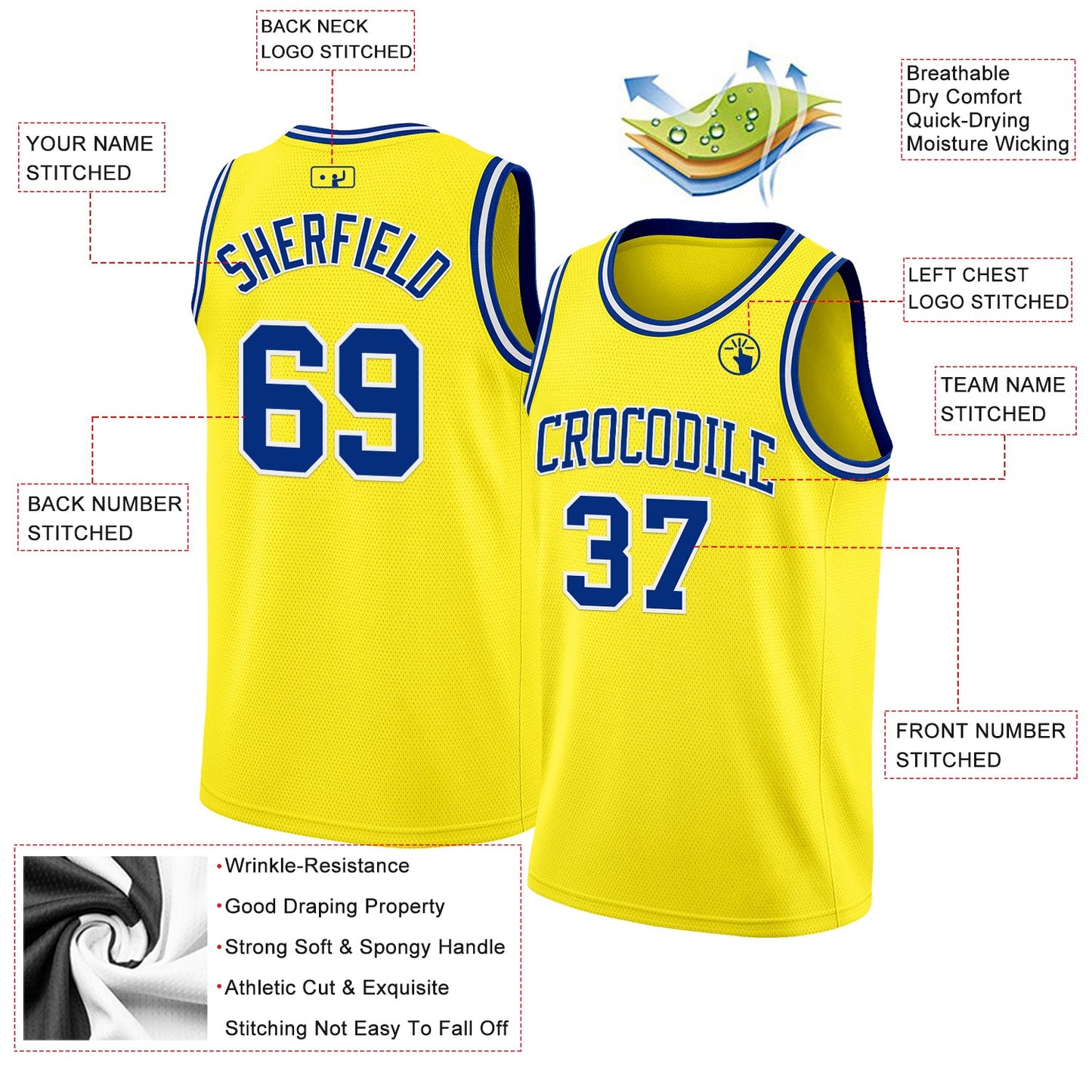 Custom Light Yellow Royal-White Authentic Basketball Jersey view 2