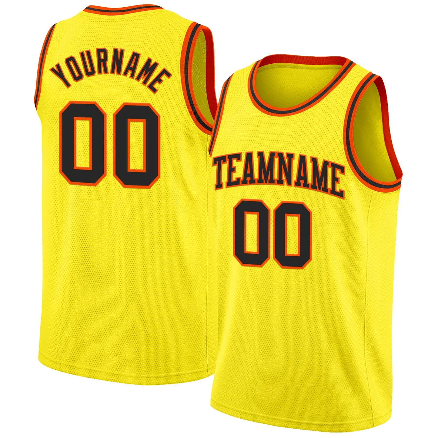 Custom Light Yellow Black-Orange Authentic Basketball Jersey - Main View