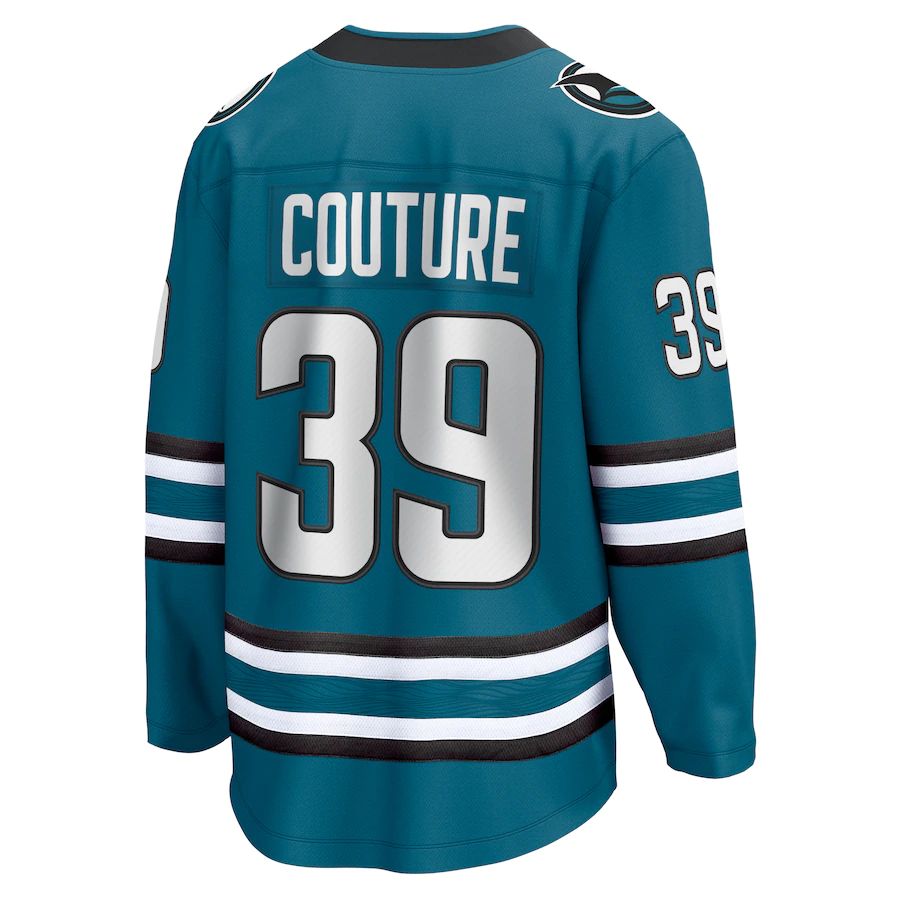 SJ.Sharks #39 Logan Couture Fanatics Branded Home Premier Breakaway Player Jersey Teal Stitched American Hockey Jerseys - Main View