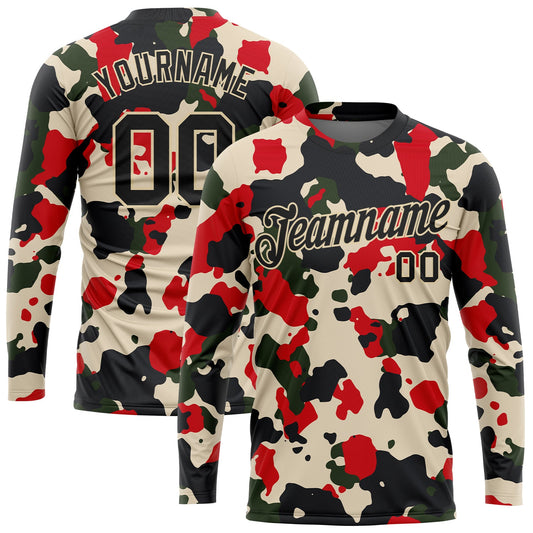 Custom Camo Black-Cream Salute To Service Long Sleeve Performance T-Shirt - Main View