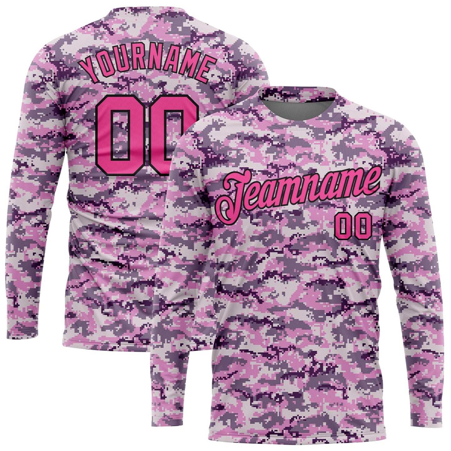 Custom Camo Pink-Black Salute To Service Long Sleeve Performance T-Shirt - Main View