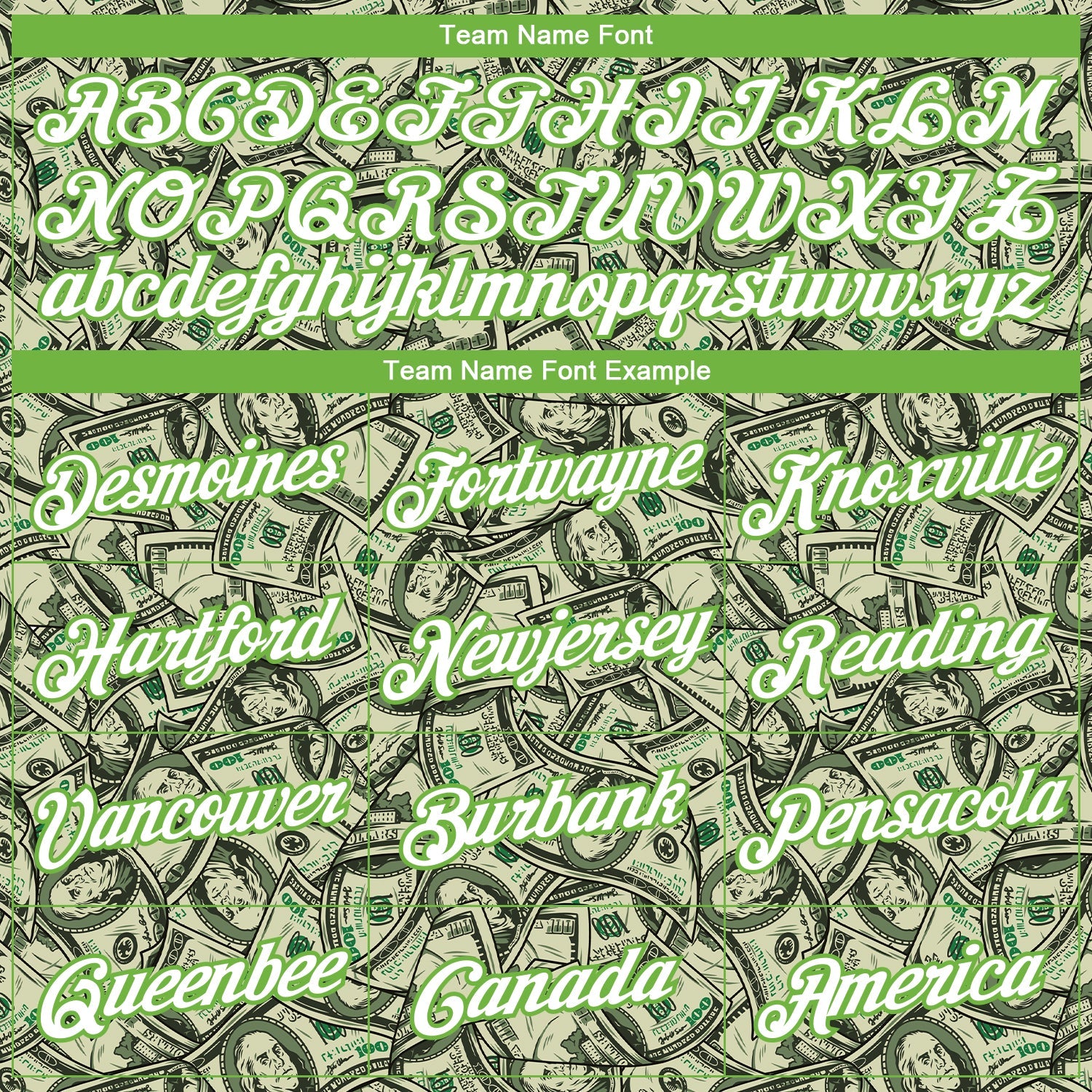 Custom Green White-Neon Green Dollar 3D Pattern Long Sleeve Performance T-Shirt view 3