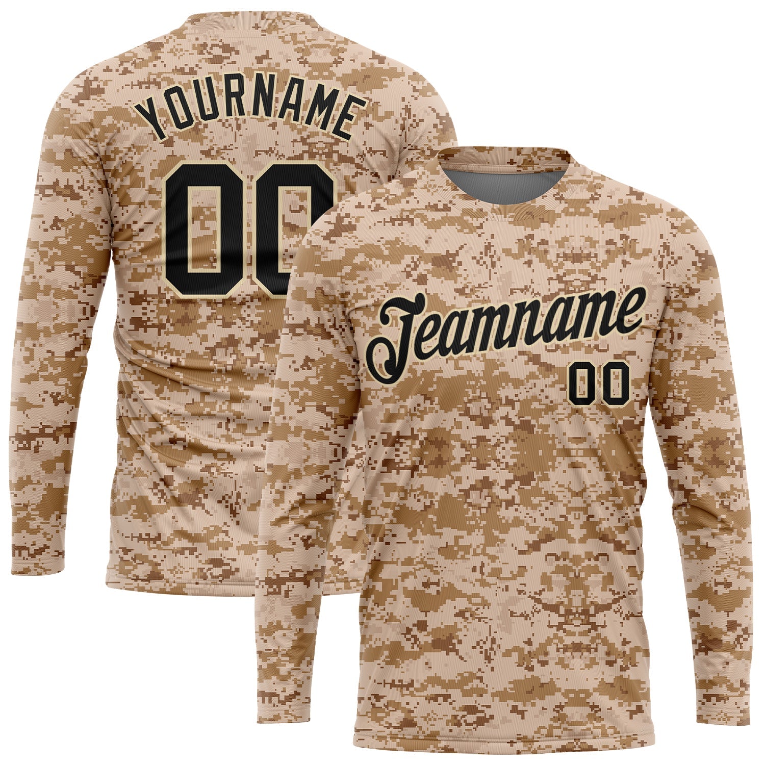 Custom Camo Black-Cream Salute To Service Long Sleeve Performance T-Shirt - Main View