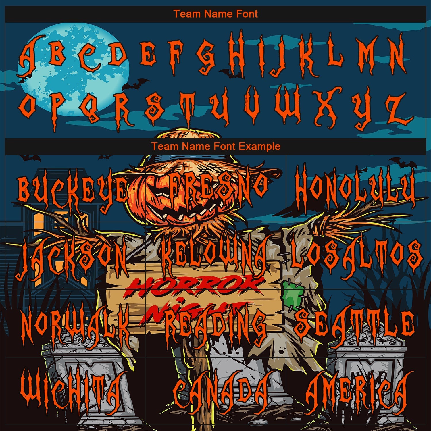 Custom 3D Pattern Halloween Pumpkins Horror Night Long Sleeve Performance T-Shirt view 3