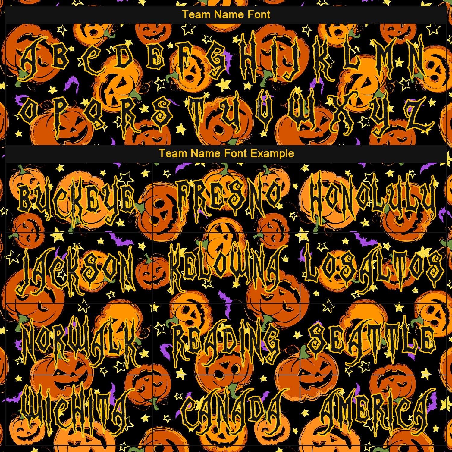 Custom 3D Pattern Halloween Pumpkins Bats Stars Long Sleeve Performance T-Shirt view 3