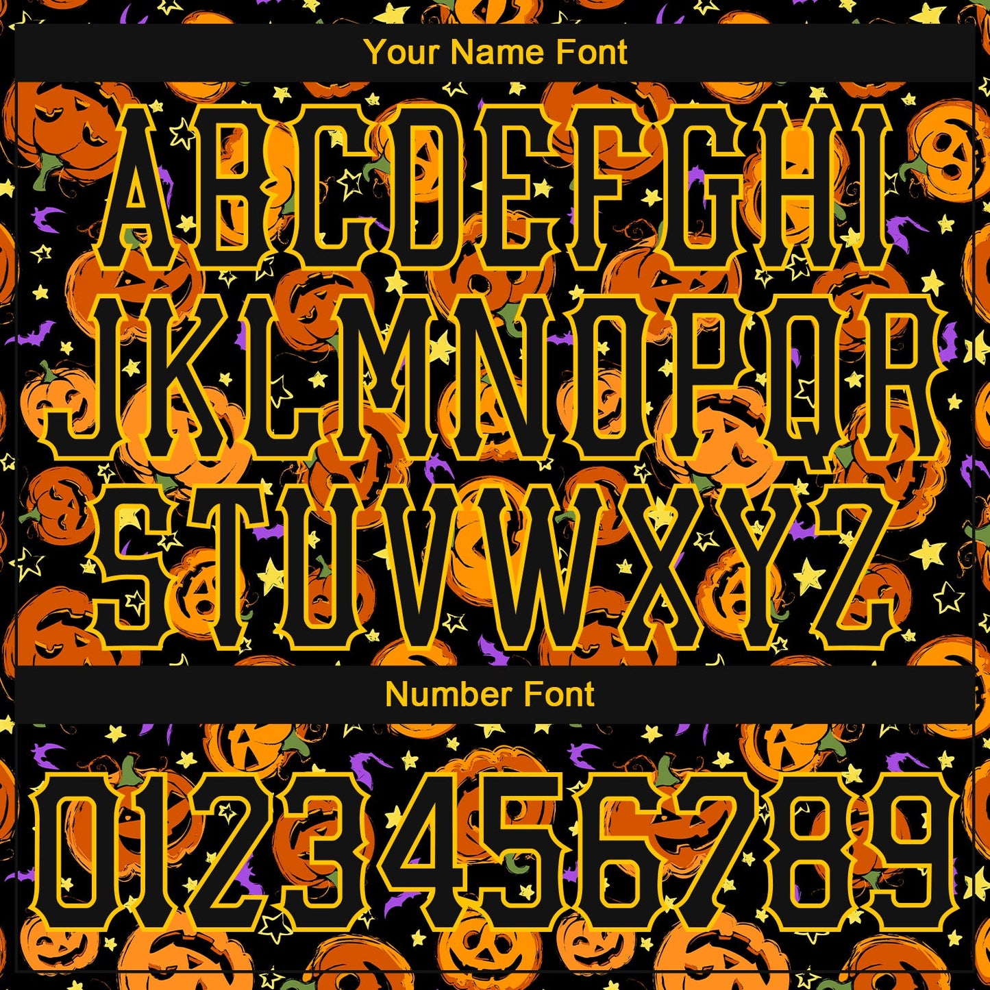 Custom 3D Pattern Halloween Pumpkins Bats Stars Long Sleeve Performance T-Shirt view 4