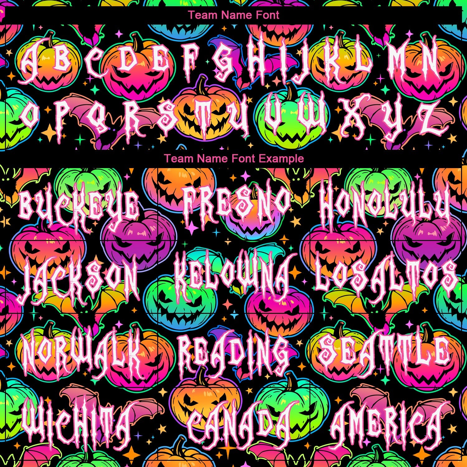 Custom 3D Pattern Bright Multicolored Halloween Pumpkins And Bats Long Sleeve Performance T-Shirt view 3