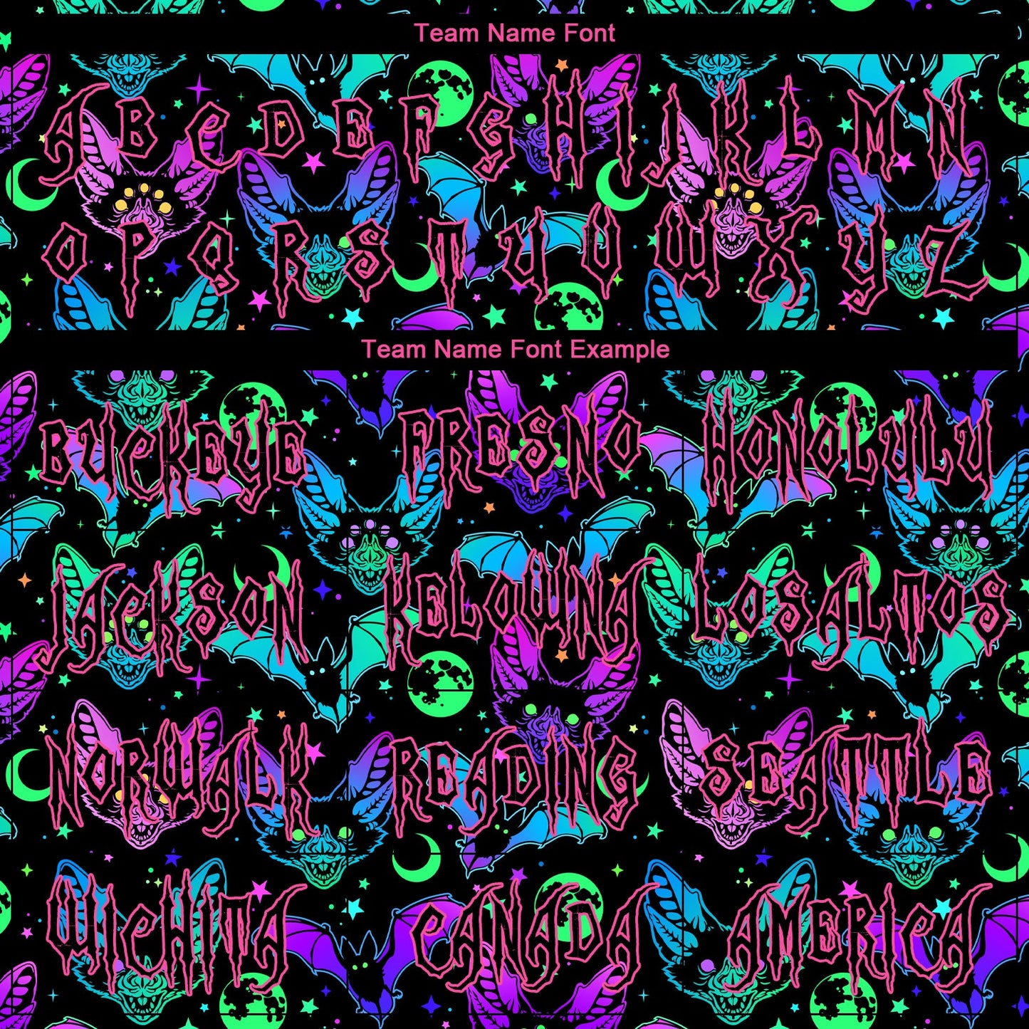 Custom 3D Pattern Bright Multicolored Halloween Bats Long Sleeve Performance T-Shirt view 3