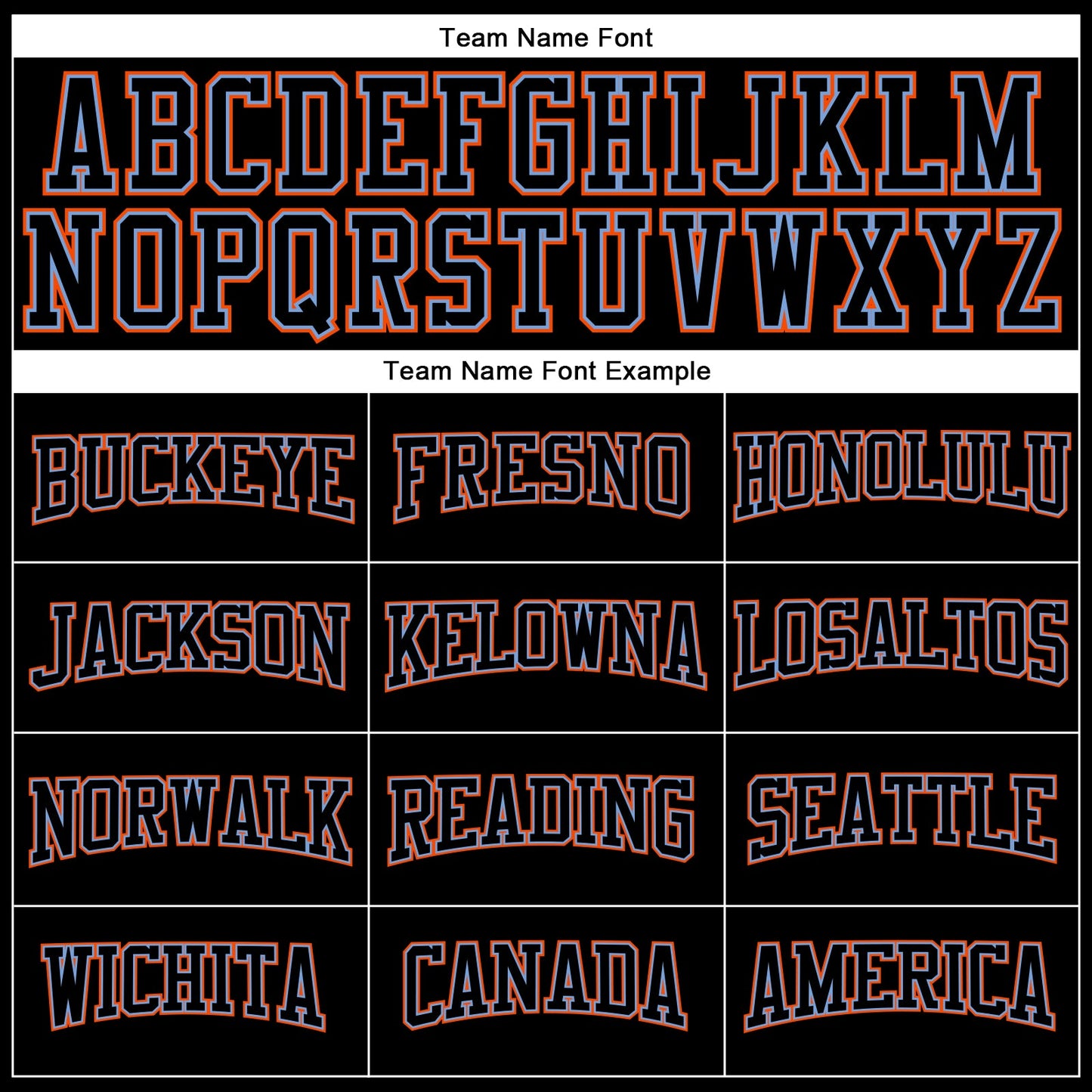 Custom Black Black Powder Blue-Orange Long Sleeve Performance T-Shirt view 4