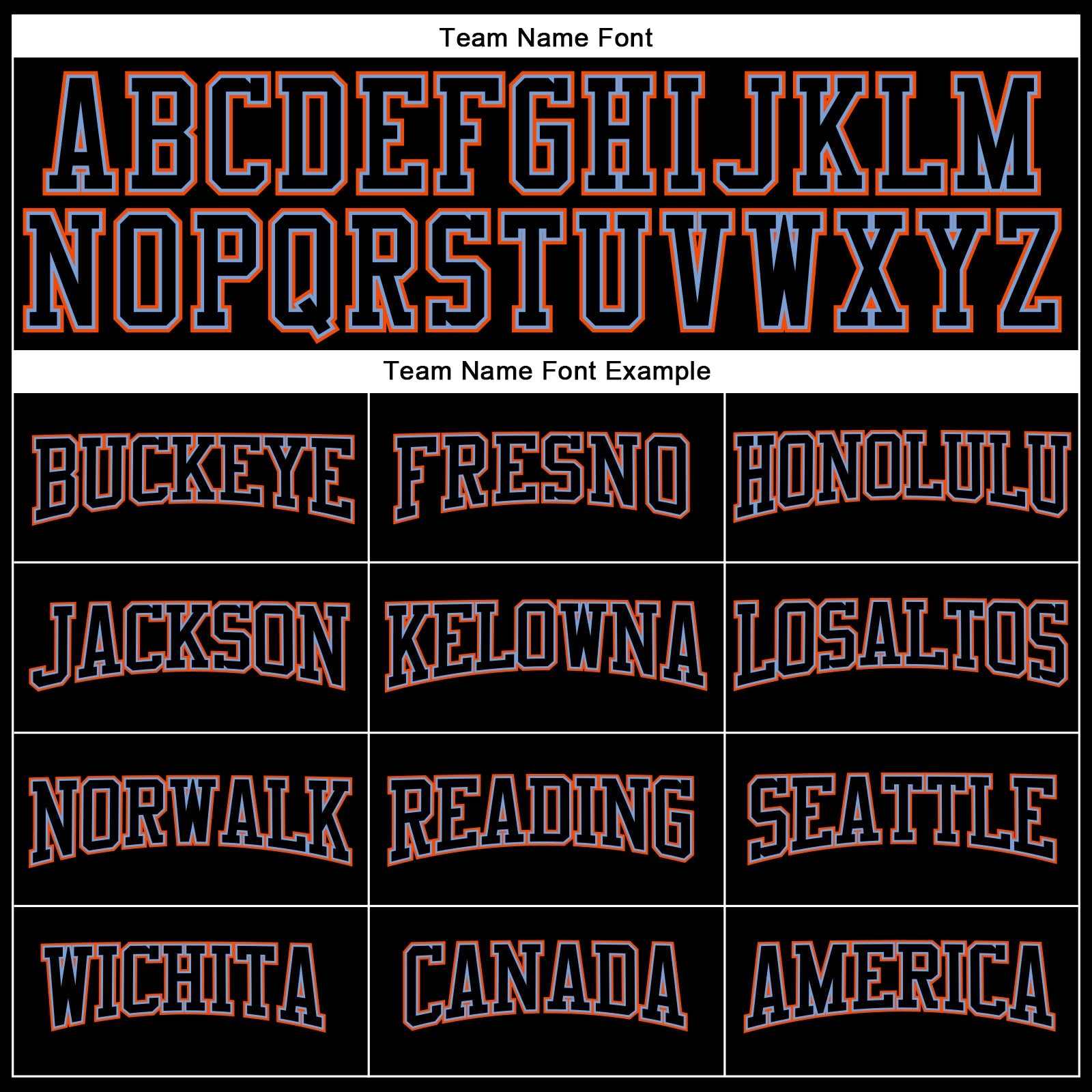 Custom Black Black Powder Blue-Orange Long Sleeve Performance T-Shirt view 4