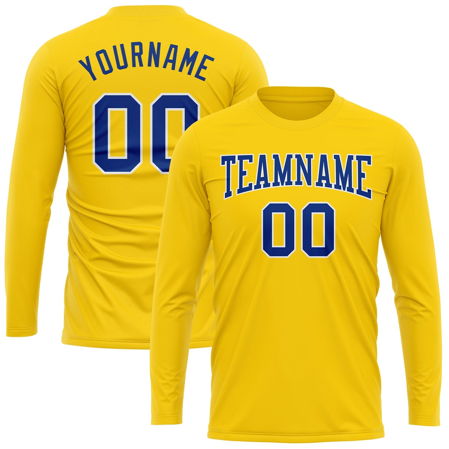 Custom Gold Royal-White Long Sleeve Performance T-Shirt view 2