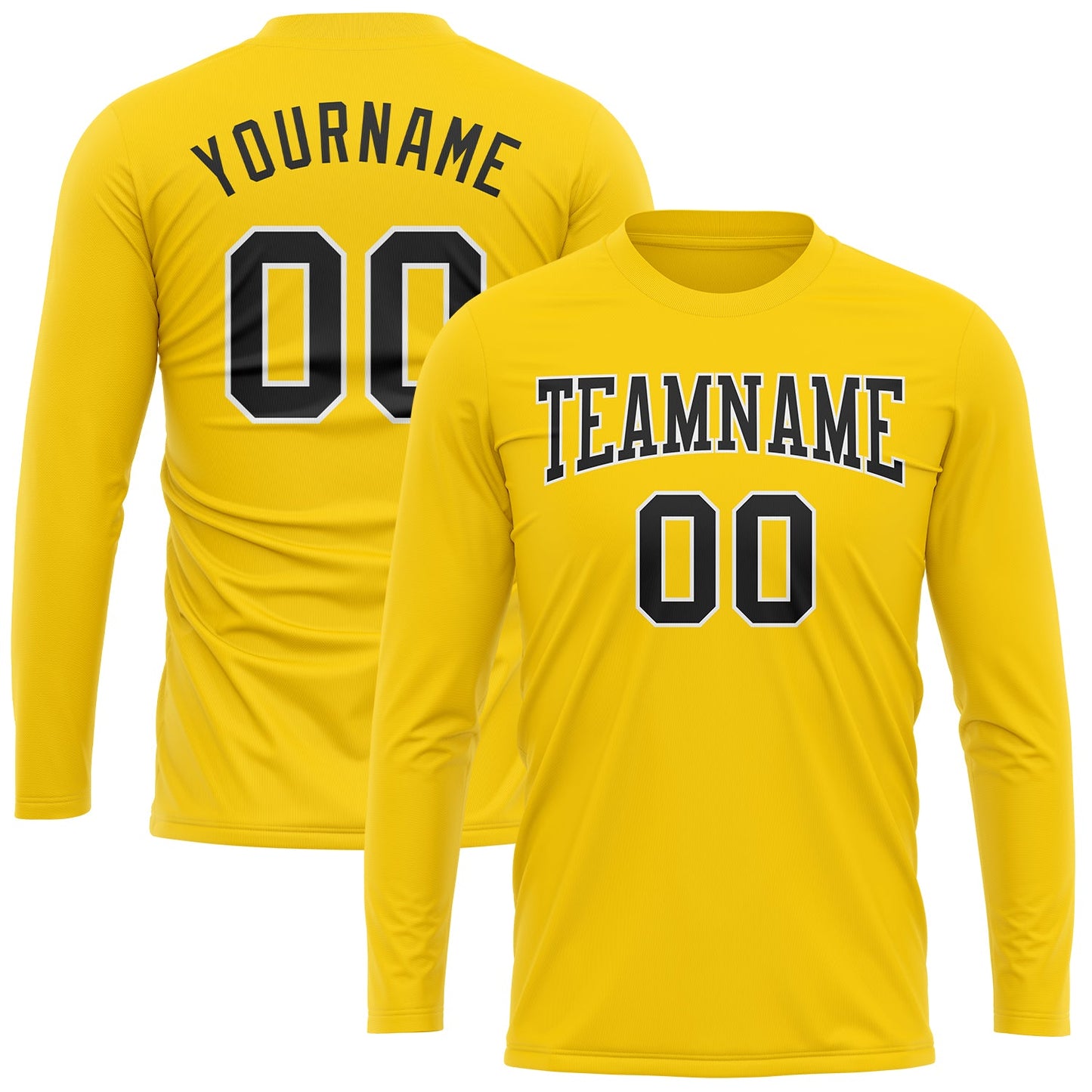 Custom Gold Black-White Long Sleeve Performance T-Shirt view 2