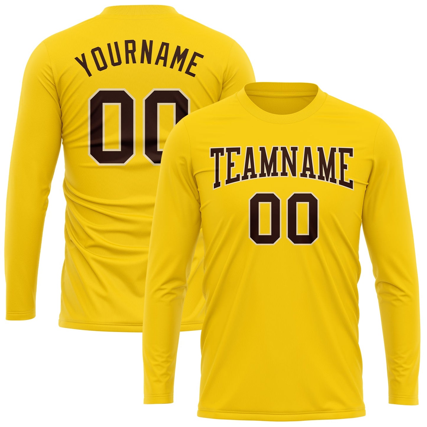 Custom Gold Brown-Cream Long Sleeve Performance T-Shirt view 2