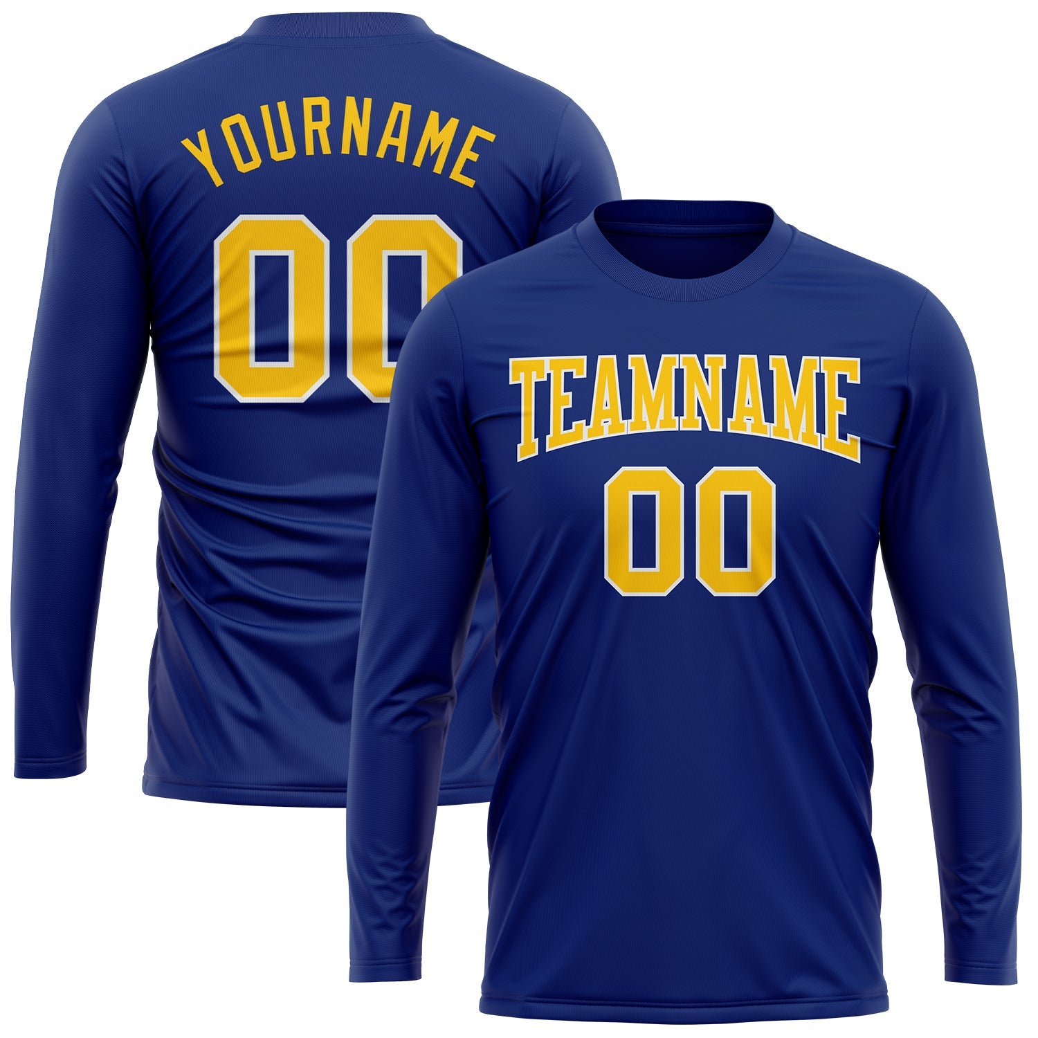 Custom Royal Gold-White Long Sleeve Performance T-Shirt view 2